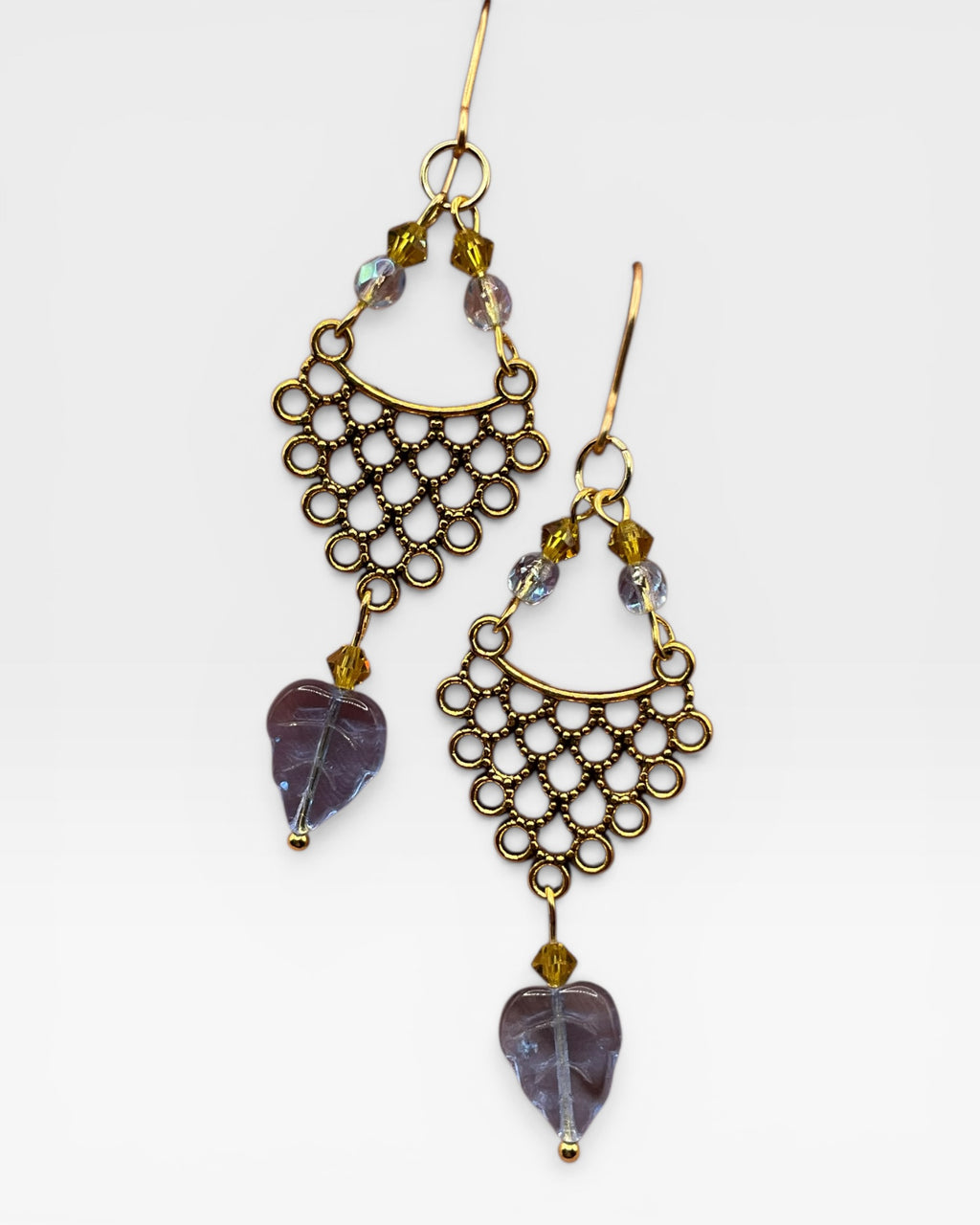Blue & Yellow Czech Glass Casual Earrings