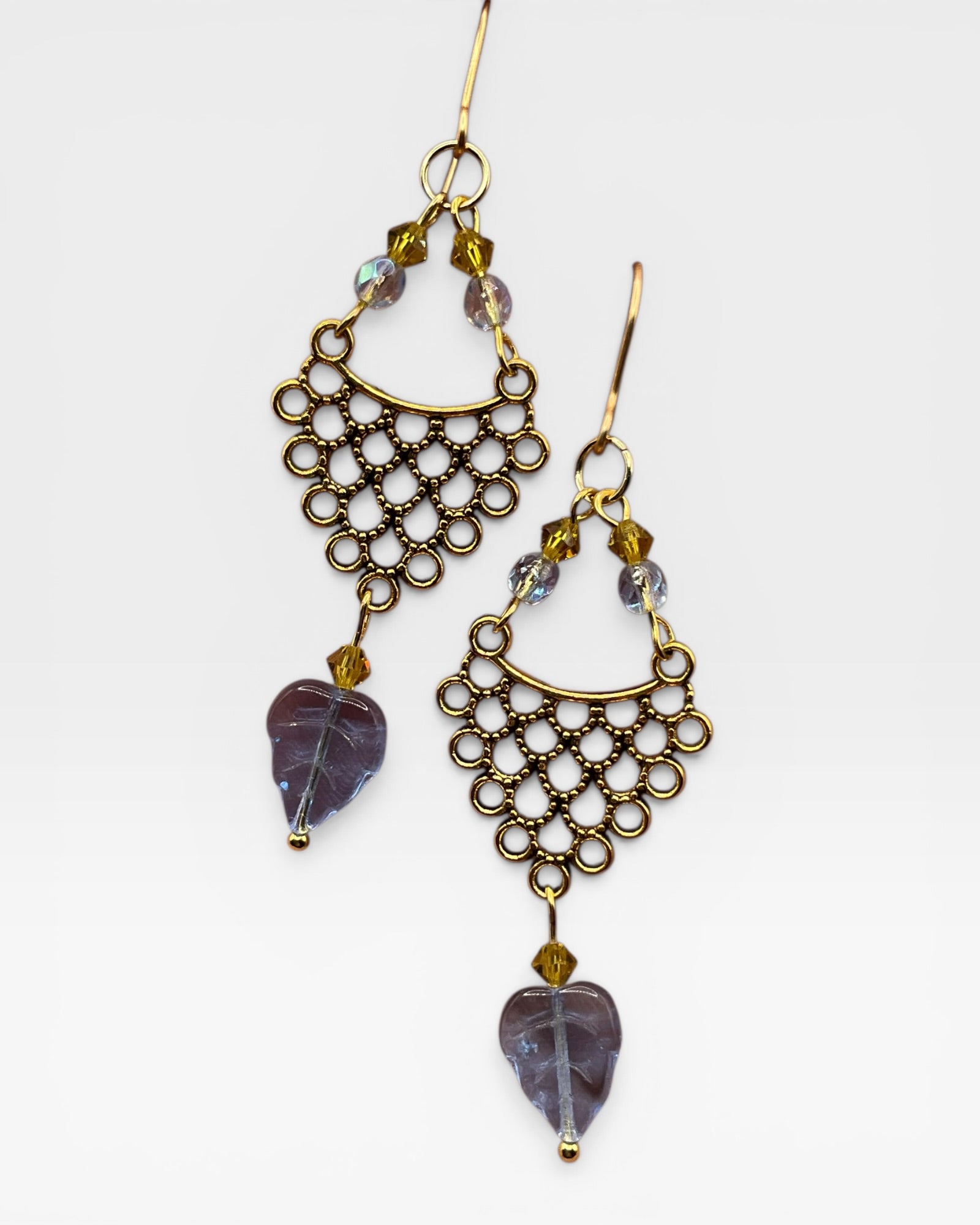 Blue & Yellow Czech Glass Casual Earrings