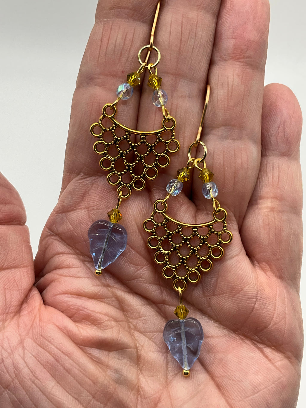 Blue & Yellow Czech Glass Casual Earrings