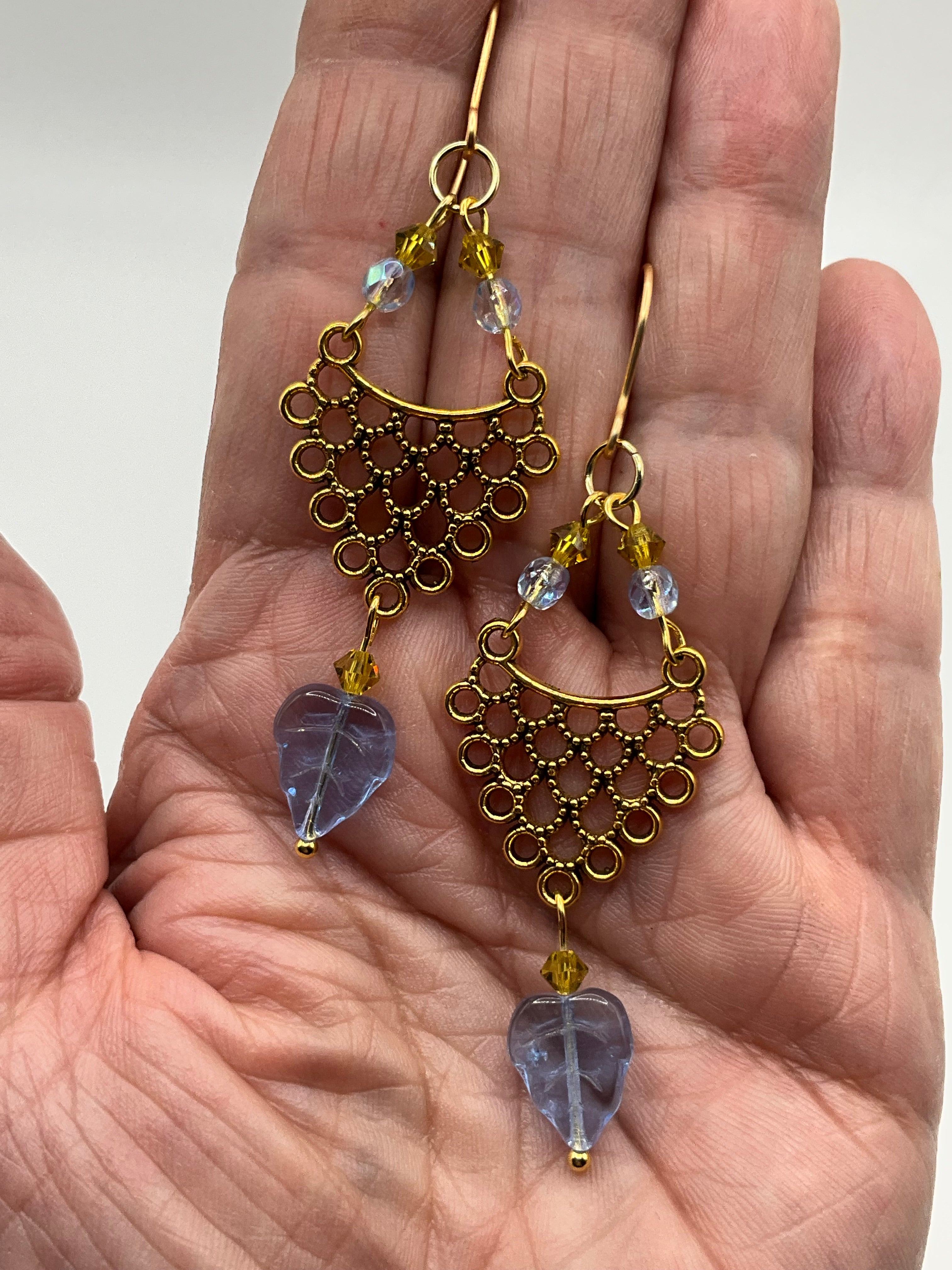 Blue & Yellow Czech Glass Casual Earrings
