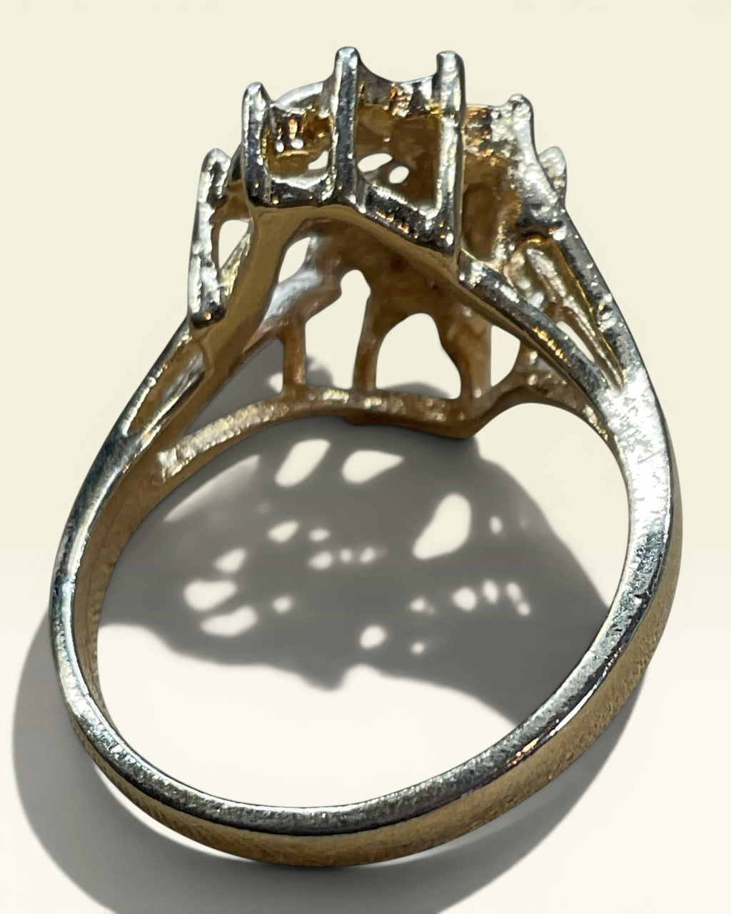 Vintage UNCAS Simulated Opal Cocktail Ring | Gold Tone | Mid Century Designer Ring