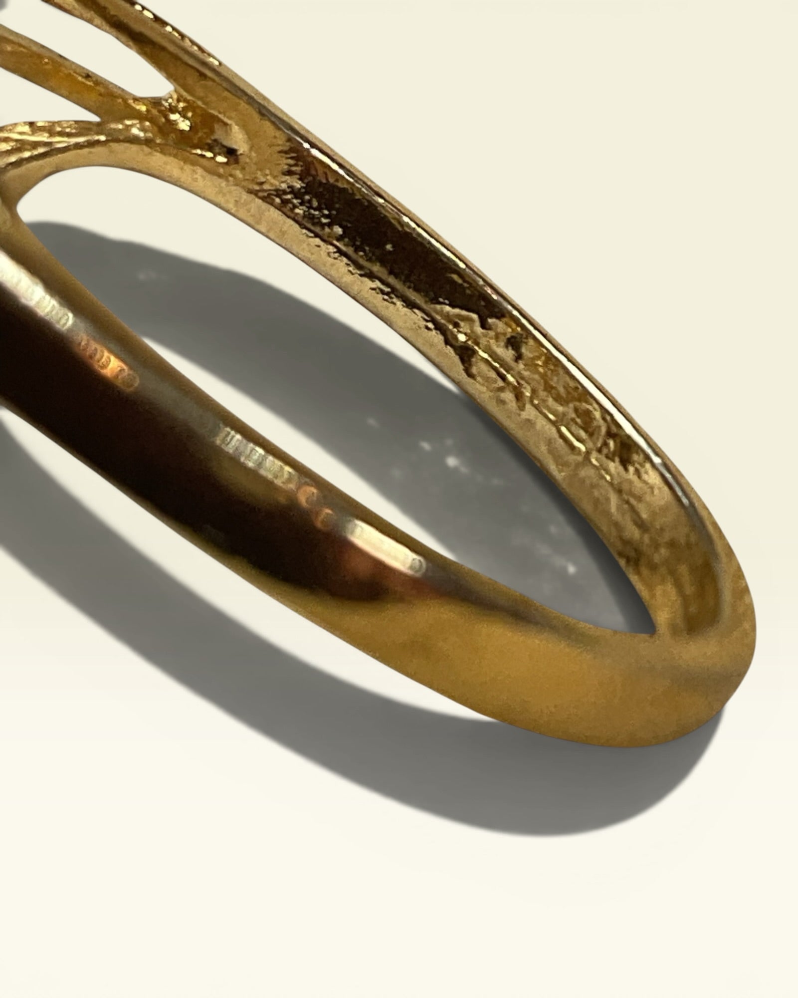 Vintage UNCAS Simulated Opal Cocktail Ring | Gold Tone | Mid Century Designer Ring