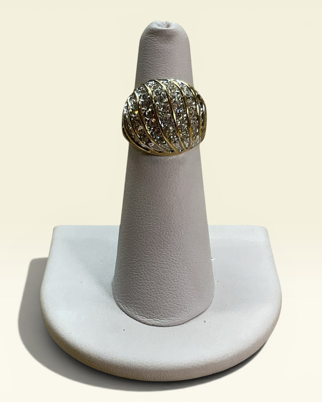 Vintage 18K GE Electroplate and CZ Dome Ring - Estate Sale (Great Condition)