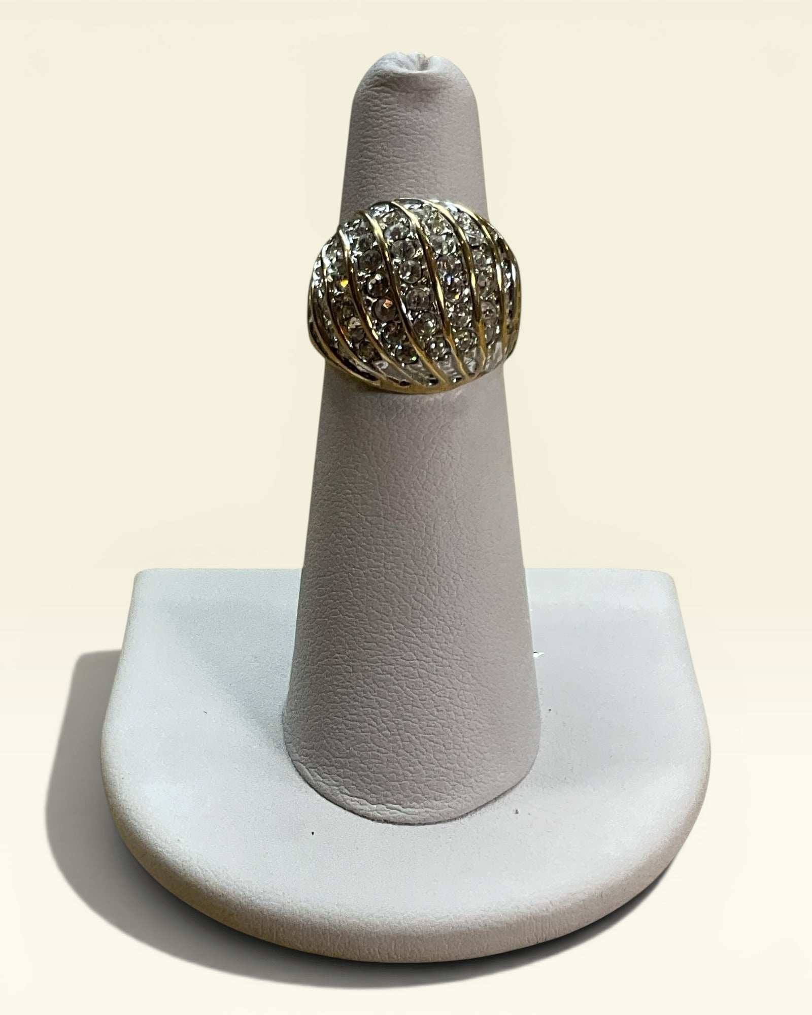 Vintage 18K GE Electroplate and CZ Dome Ring - Estate Sale (Great Condition)