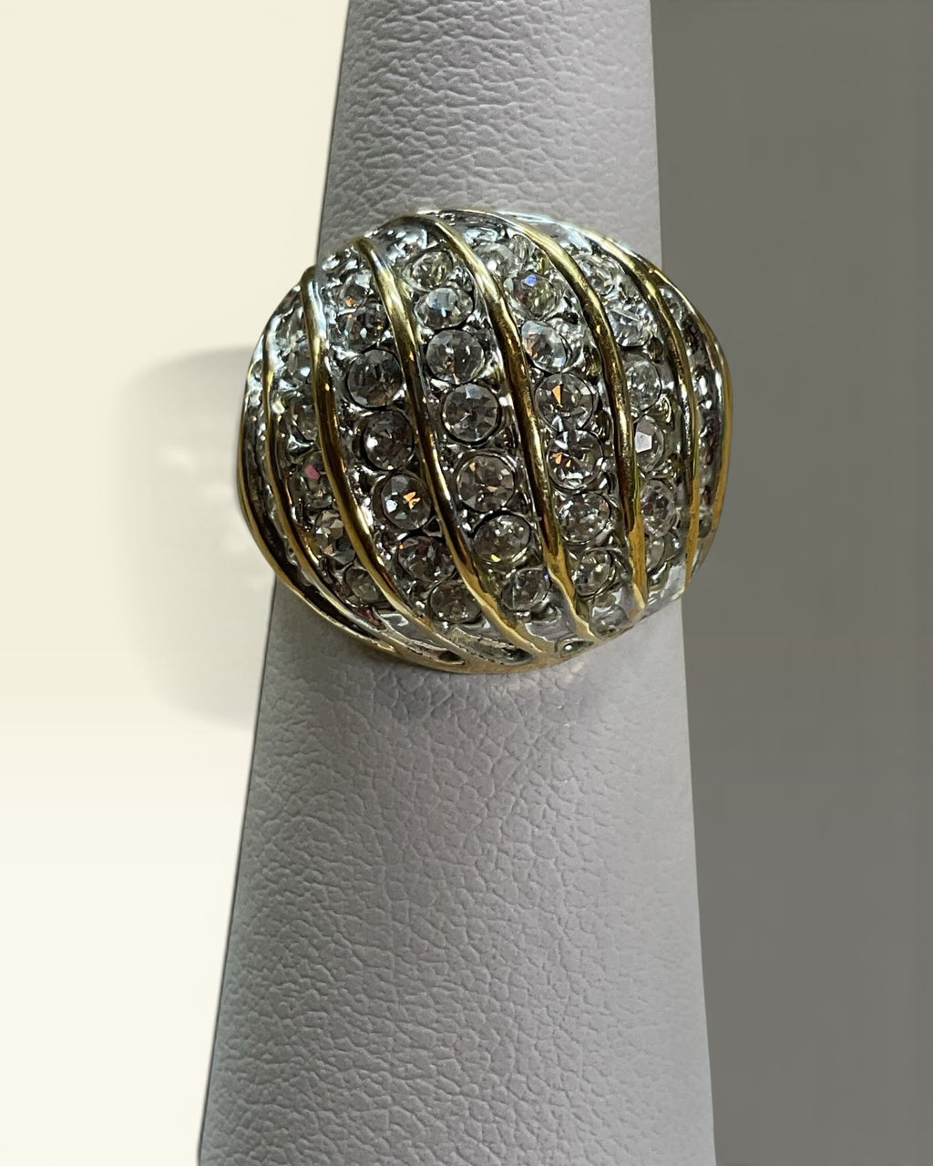 Vintage 18K GE Electroplate and CZ Dome Ring - Estate Sale (Great Condition)