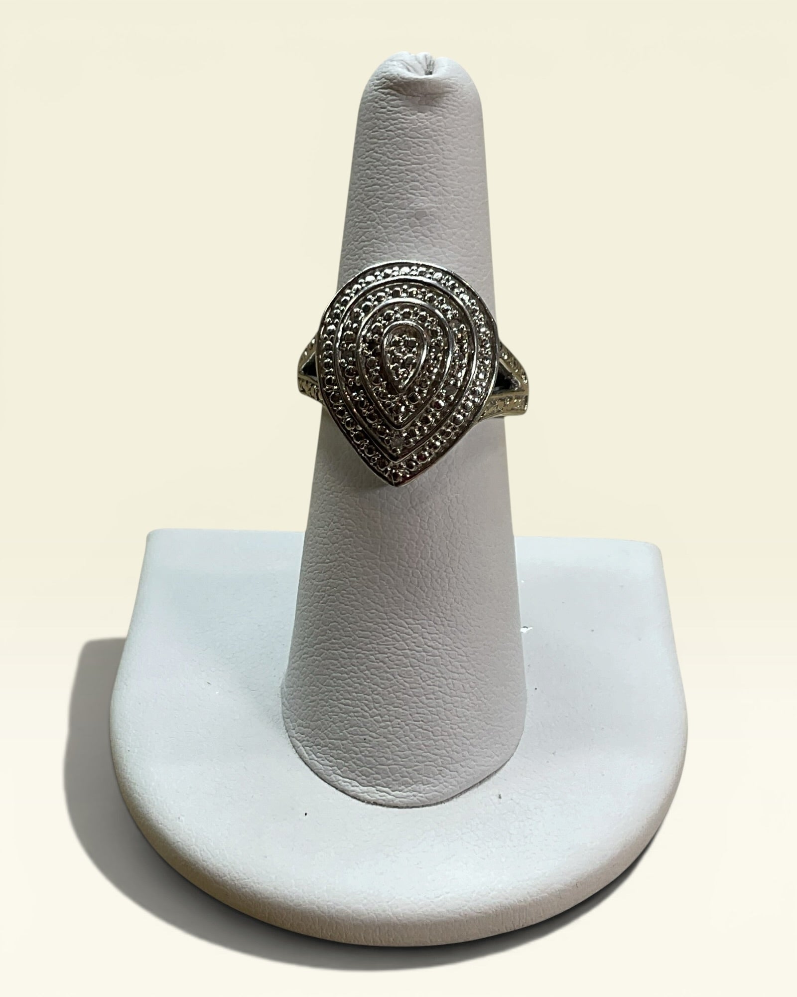 Karis STS Pear Shaped Rhodium Diamond Ring - Estate Sale (Great Condition)