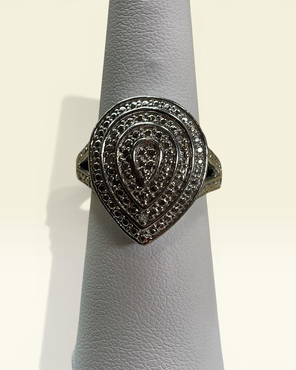 Karis STS Pear Shaped Rhodium Diamond Ring - Estate Sale (Great Condition)