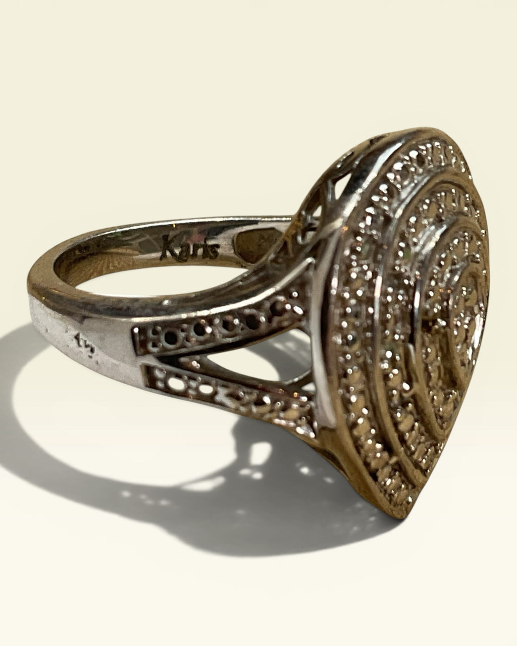 Karis STS Pear Shaped Rhodium Diamond Ring - Estate Sale (Great Condition)