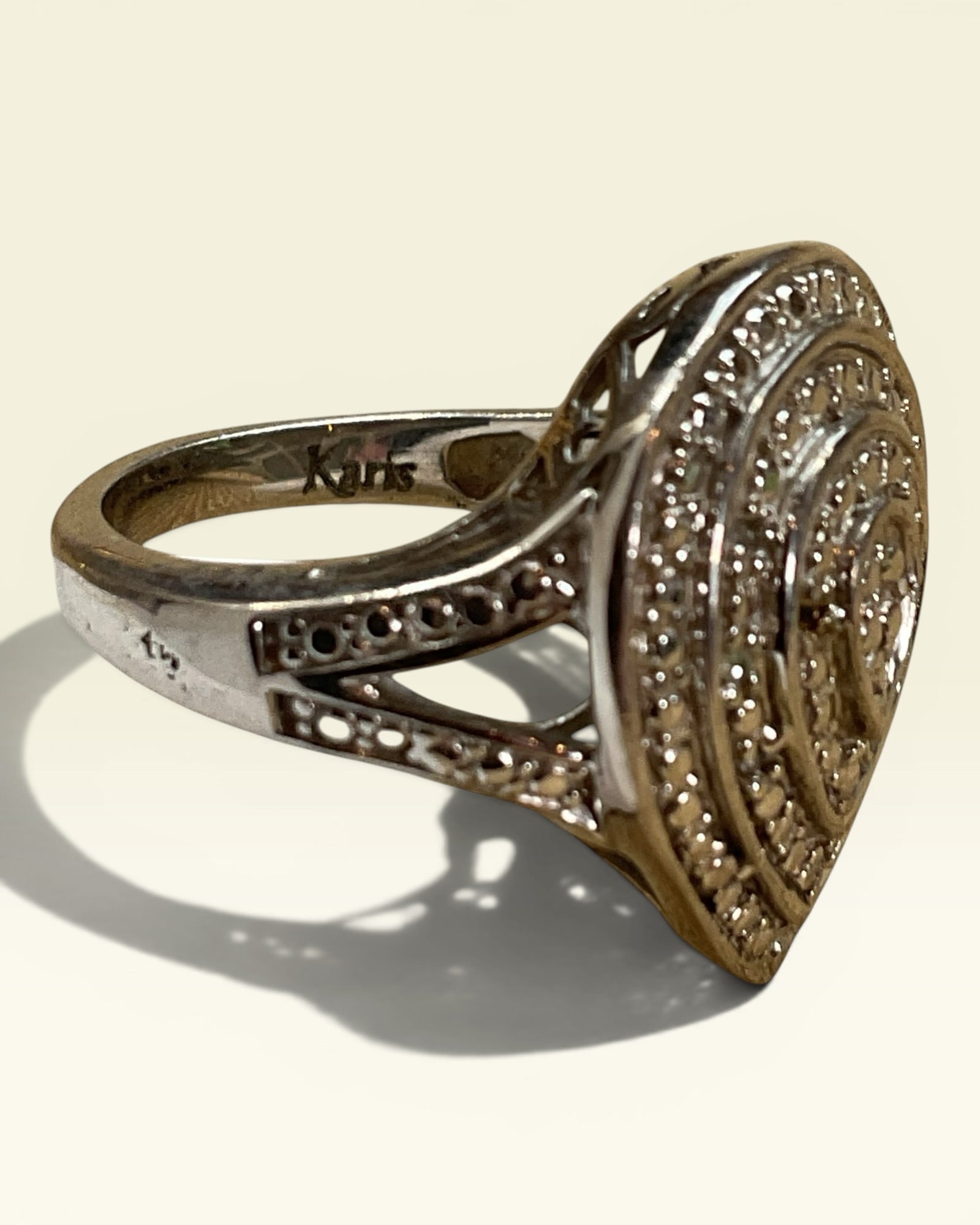 Karis STS Pear Shaped Rhodium Diamond Ring - Estate Sale (Great Condition)