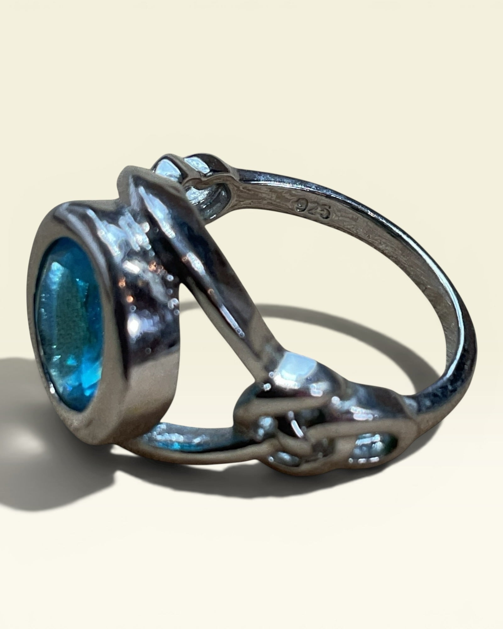 Sterling Silver Blue Topaz Ring - Estate Sale (Great Condition)