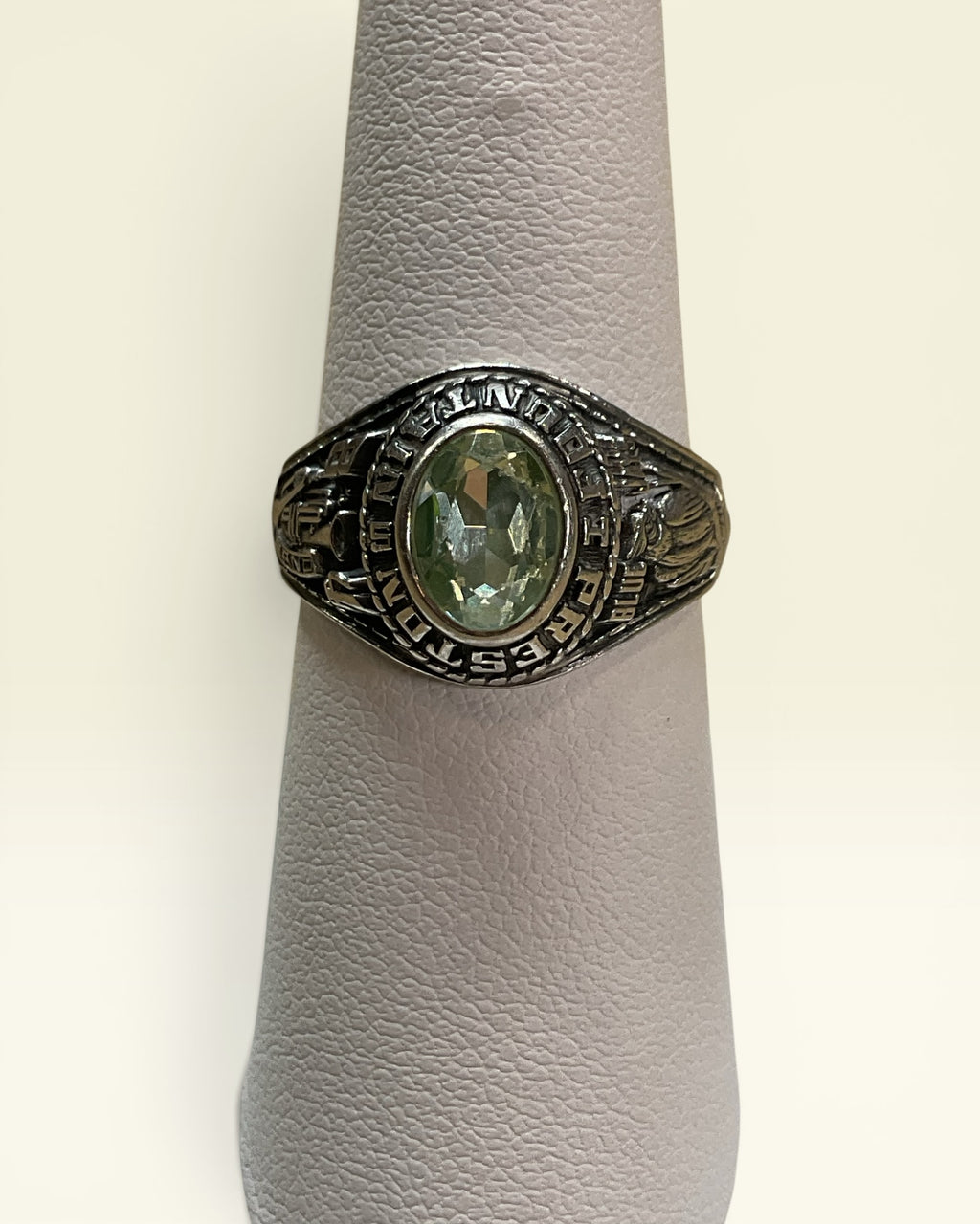 Vintage Sterling Silver 1984 Class Ring Preston School with Elbaite Tourmaline Gemstone Ring - Estate Sale (Great Condition)