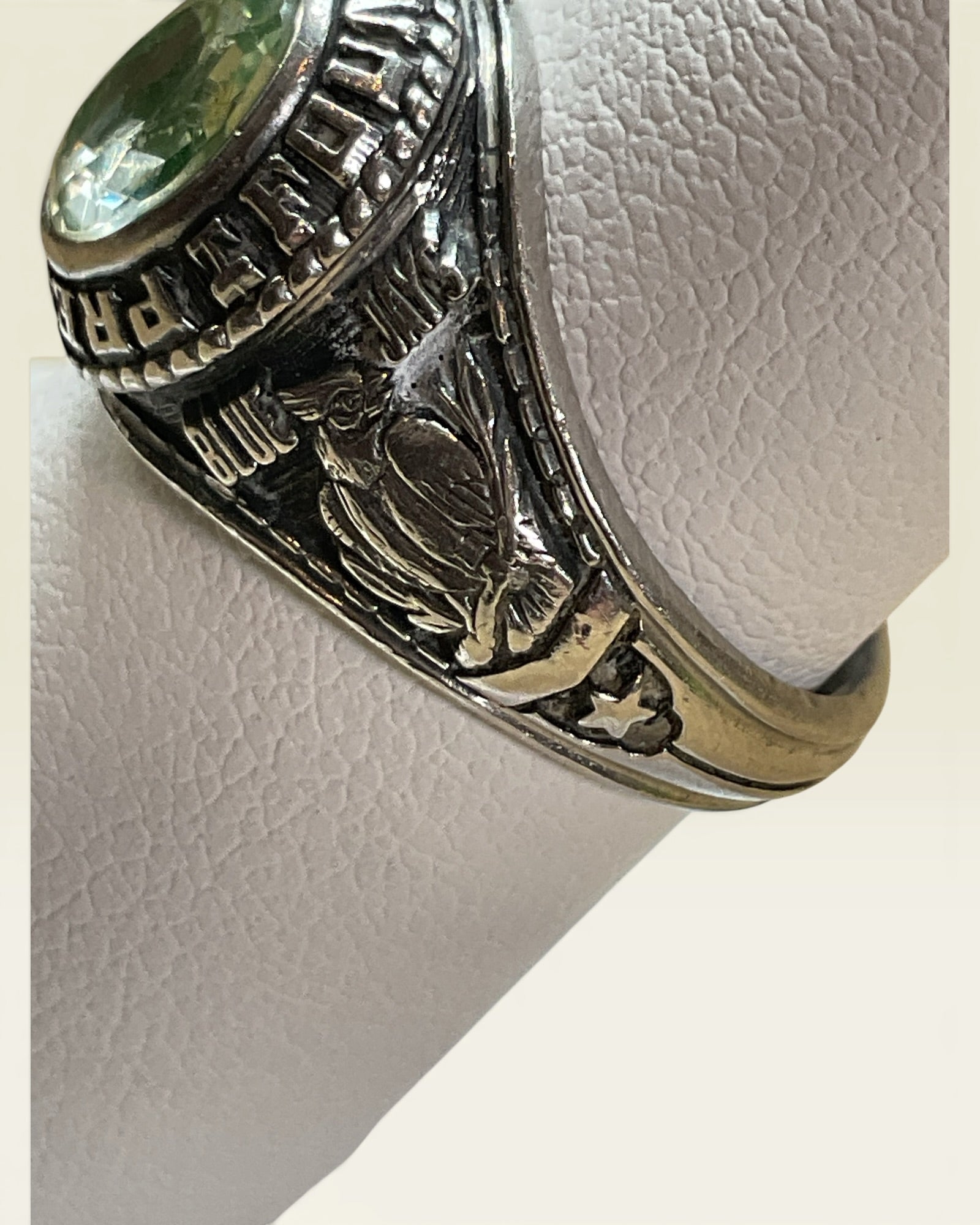 Vintage Sterling Silver 1984 Class Ring Preston School with Elbaite Tourmaline Gemstone Ring - Estate Sale (Great Condition)