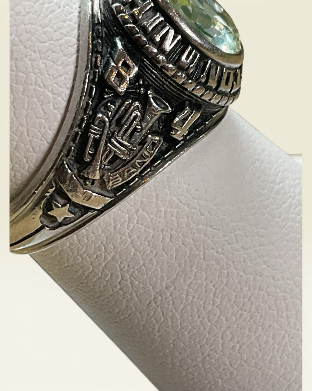 Vintage Sterling Silver 1984 Class Ring Preston School with Elbaite Tourmaline Gemstone Ring - Estate Sale (Great Condition)