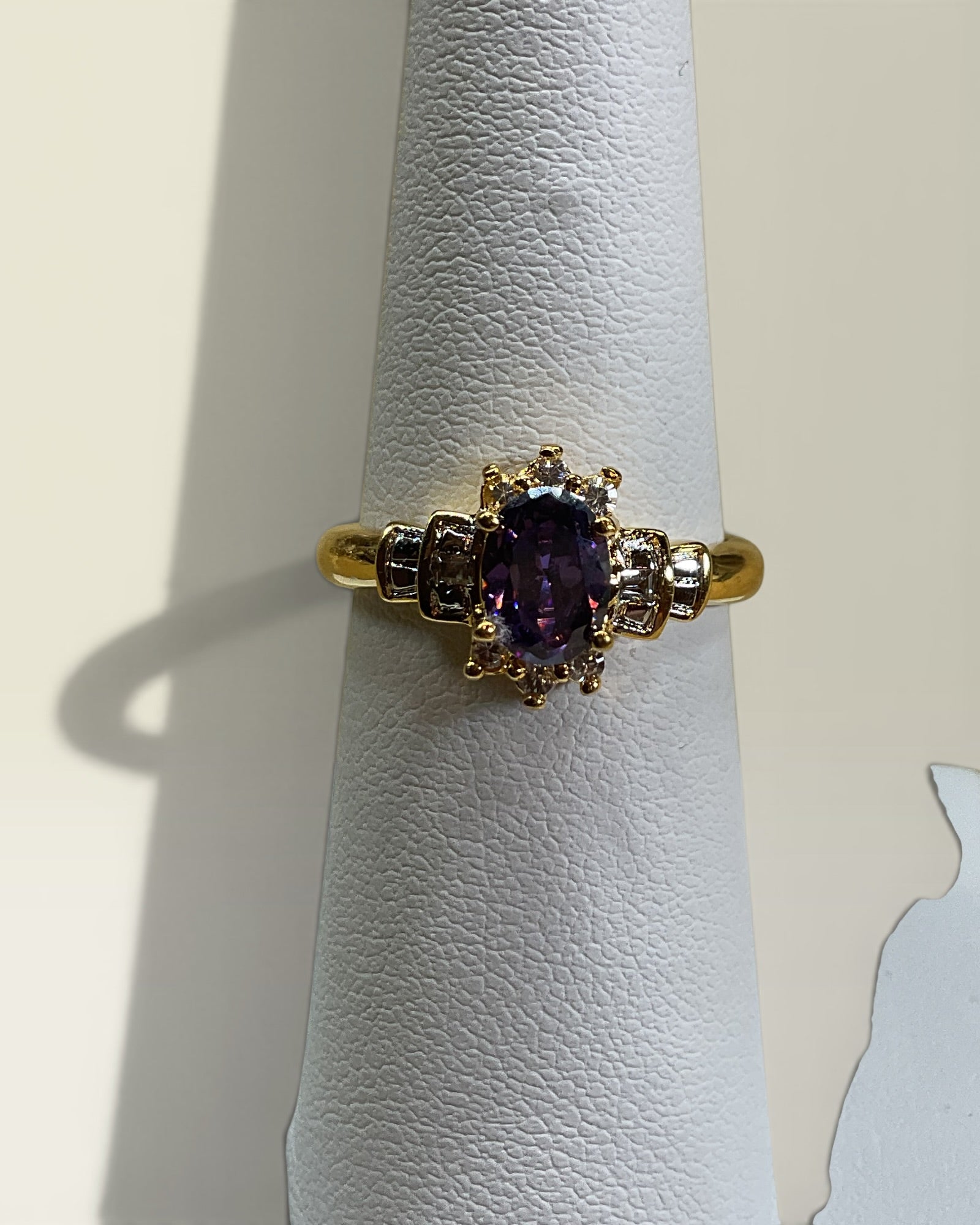 Vintage Avon Purple Amethyst and CZ Ring - Estate Sale (Great Condition)
