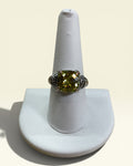 Premier Designs "Peridot" Antique Rhodium Plated & Cubic Zirconia Ring - Estate Sale (Great Condition)