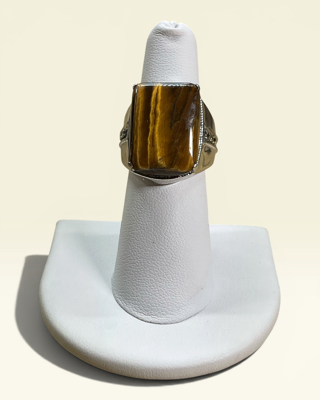 Karis STS Tiger’s Eye Stainless Steel Statement Ring | Men’s Signet Style - Estate Sale (Great Condition)
