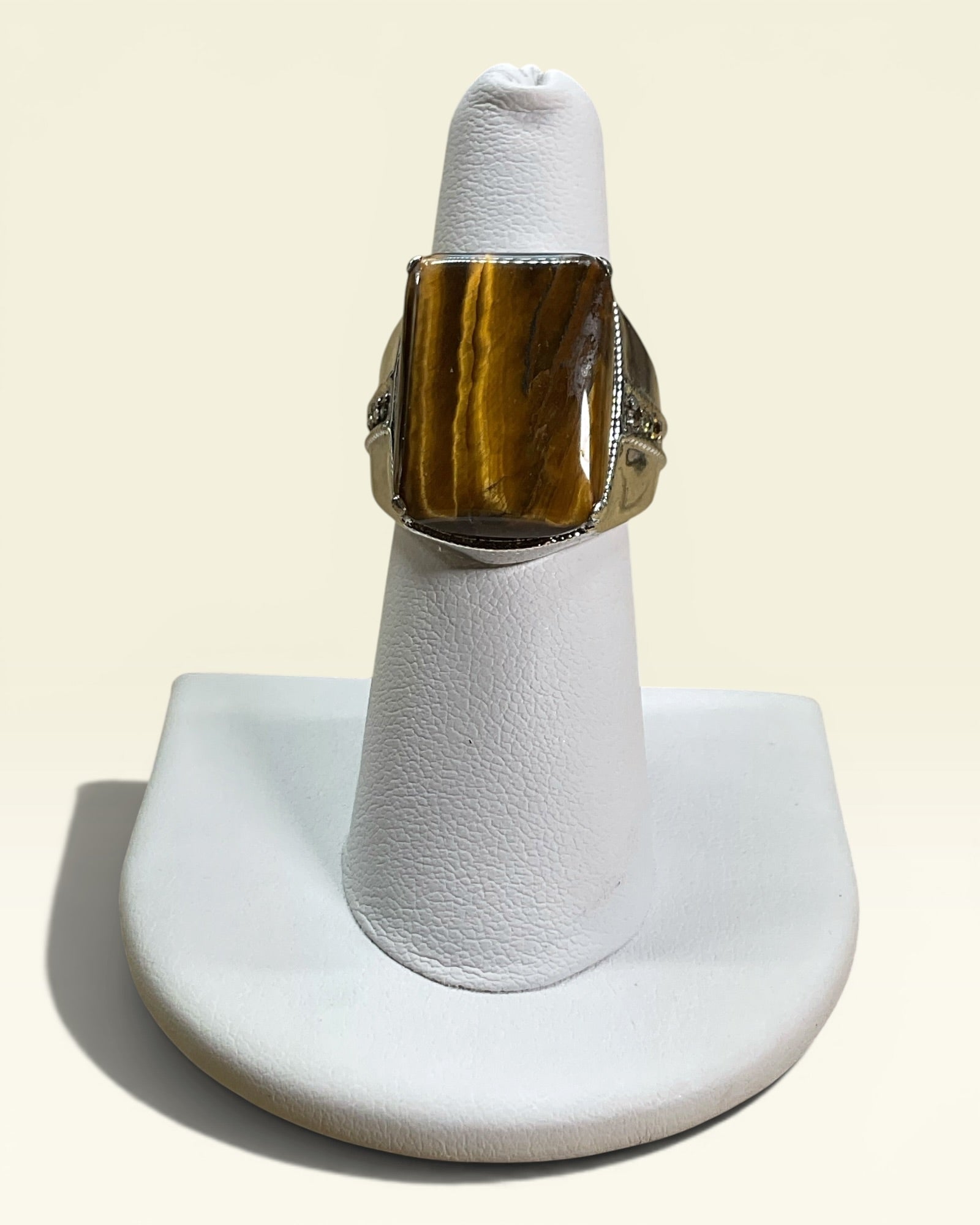 Karis STS Tiger’s Eye Stainless Steel Statement Ring | Men’s Signet Style - Estate Sale (Great Condition)