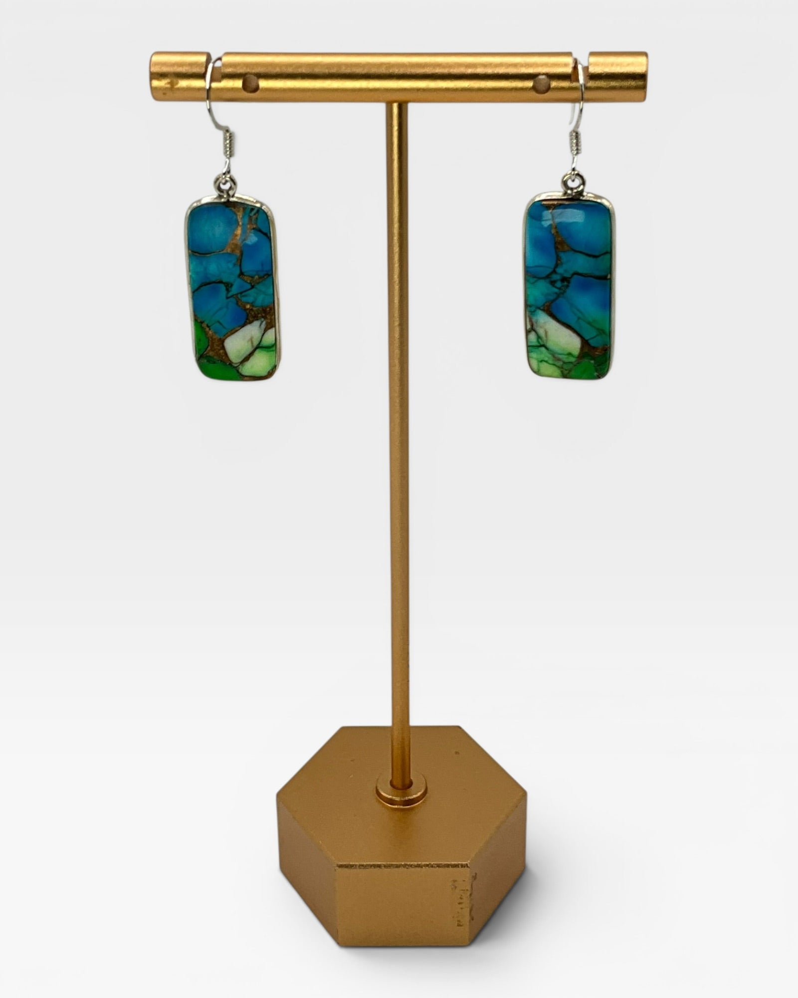 Bling Collection - Peridot & Peacock Dahlia Designer Earrings (Sterling)