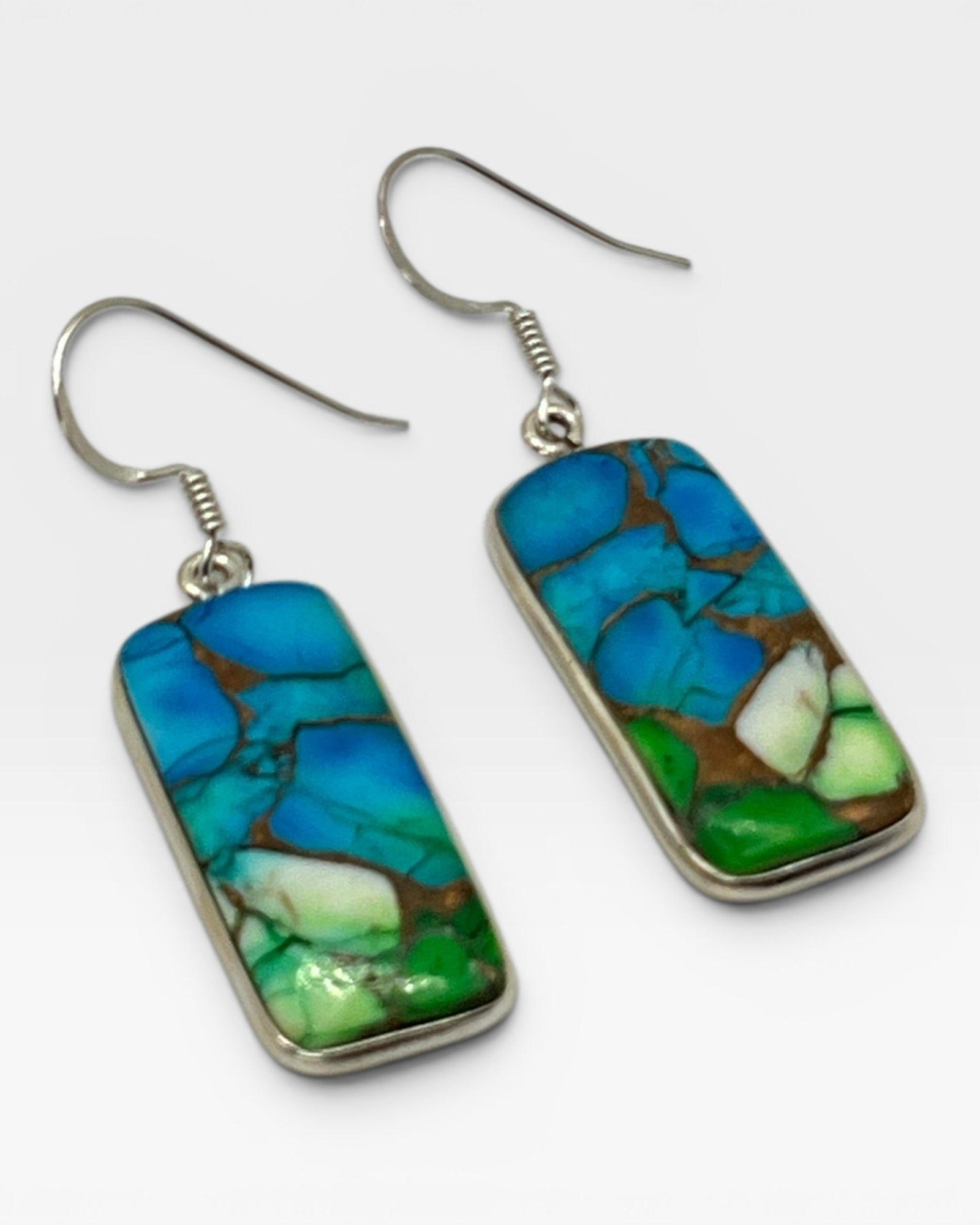 Bling Collection - Peridot & Peacock Dahlia Designer Earrings (Sterling)