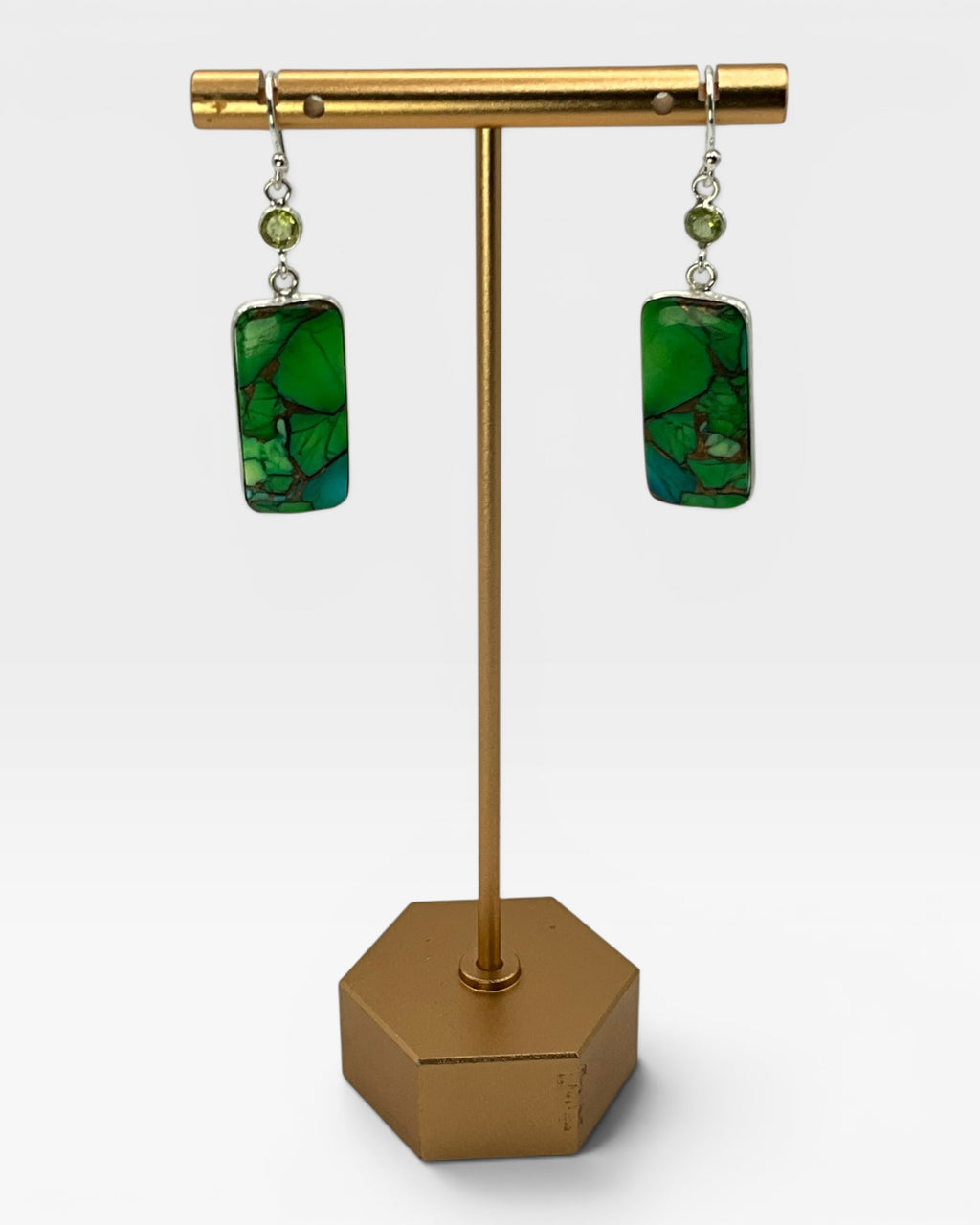 Bling Collection - Peacock Dahlia Teardrop Designer Earrings (Sterling)