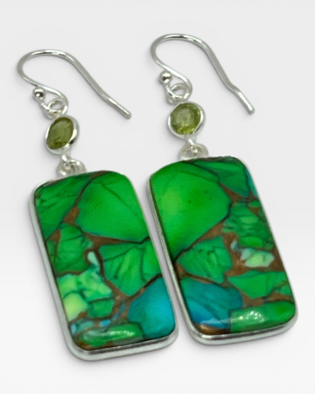 Bling Collection - Peacock Dahlia Teardrop Designer Earrings (Sterling)