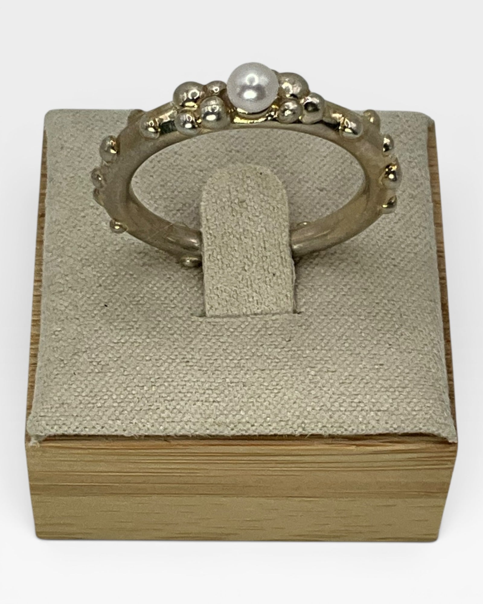 Michael Dawkins Pebble and Cultured Pearl Gemstone Ring - Estate Sale (Great Condition)