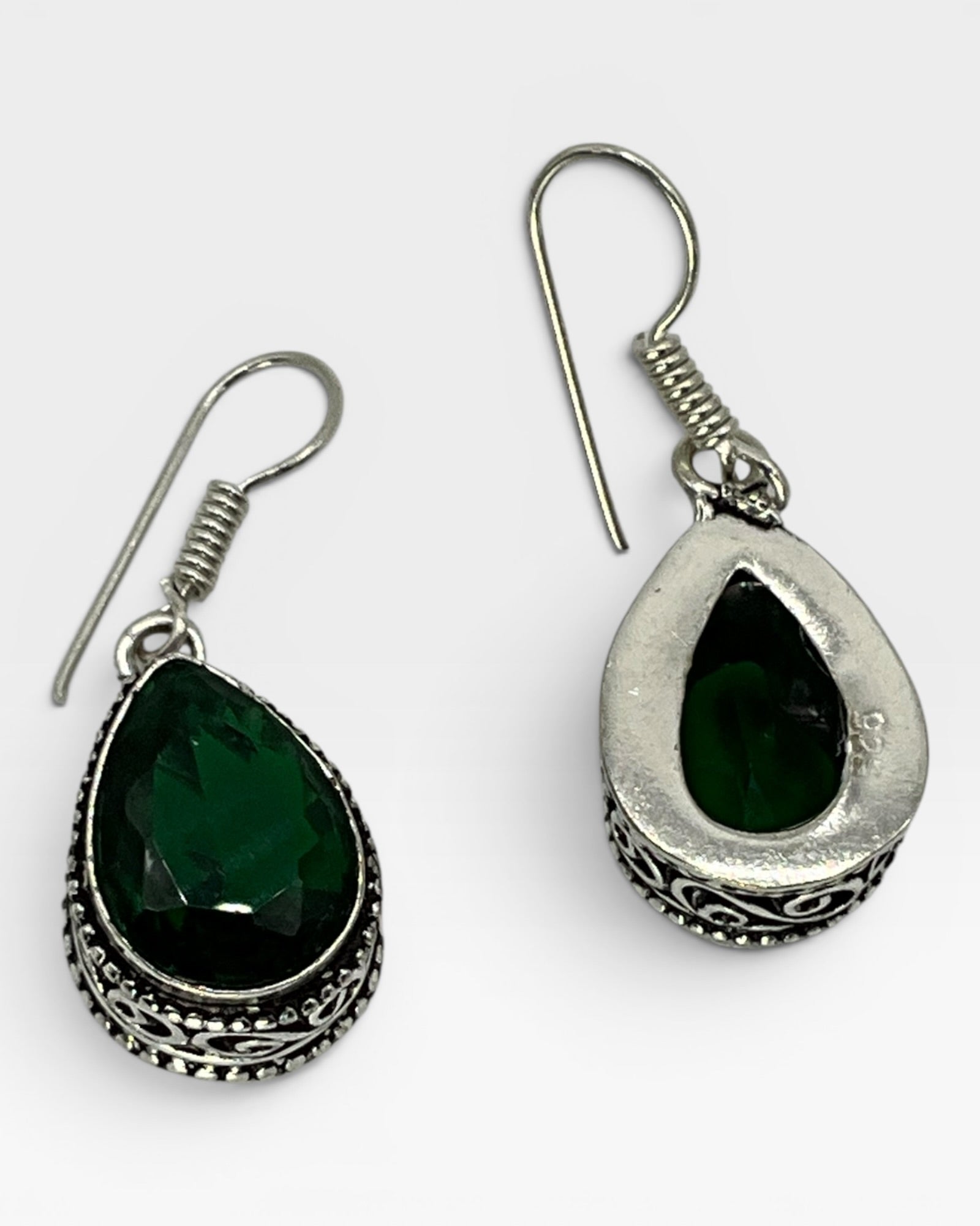 Bling Collection - Lab Emerald Earrings (Sterling)