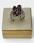 Wine Garnet, Amethyst, Pink Tourmaline Gemstone Ring - Estate Sale (Great Condition)