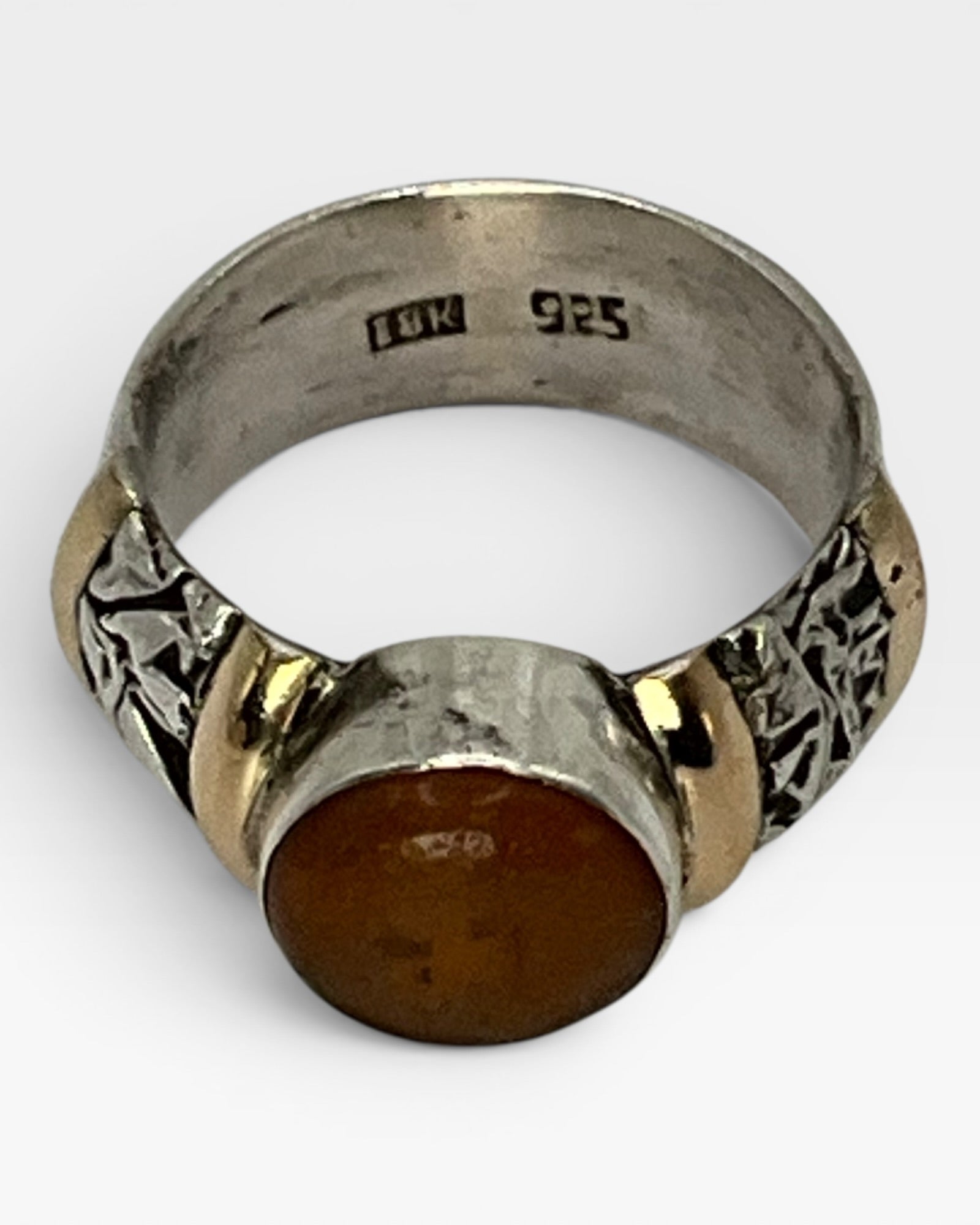 Amber Gold & Silver Ring - Estate Sale (Great Condition)