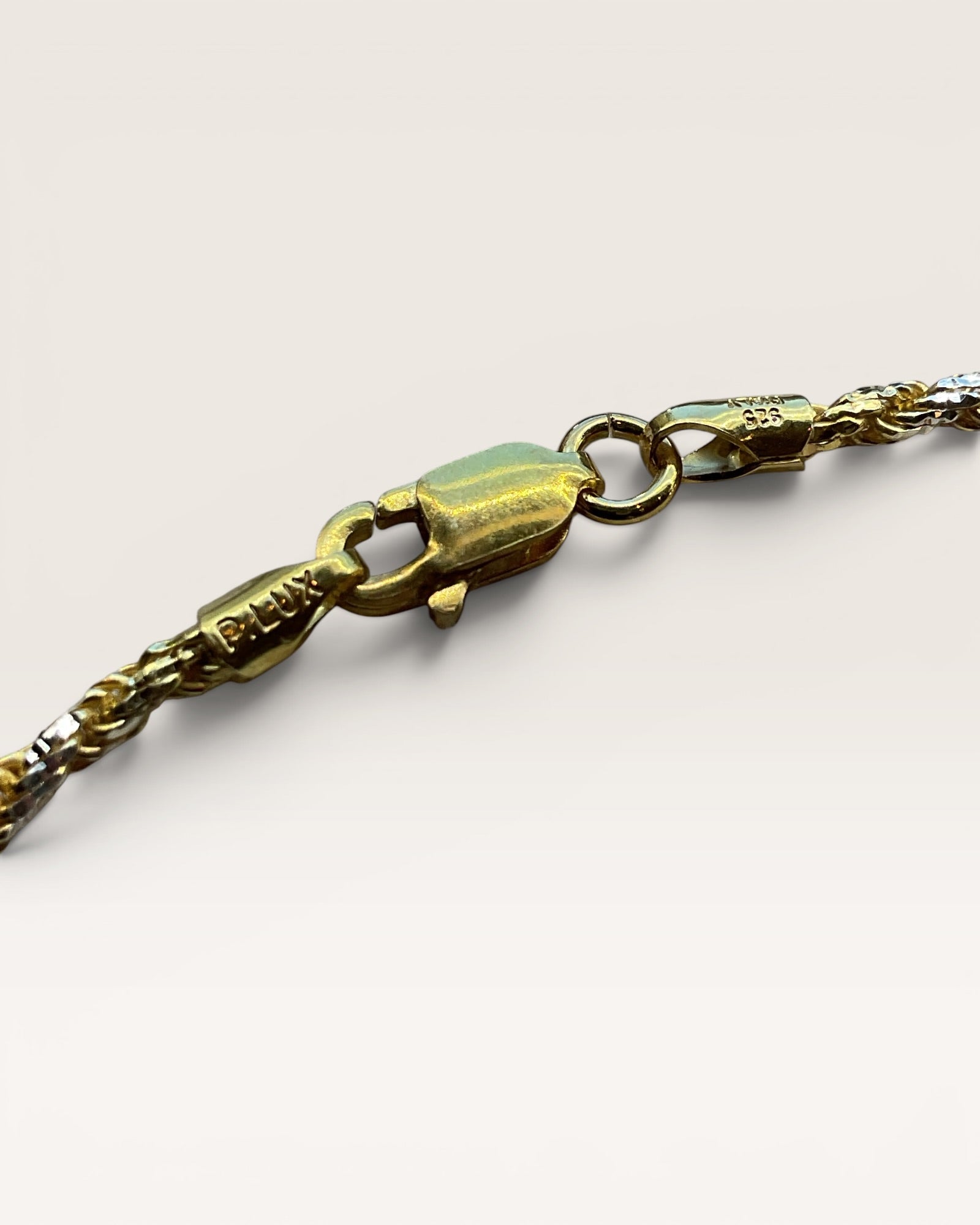 2.2mm 7” Diamond Cut Rope Gold over Sterling Silver Bracelet