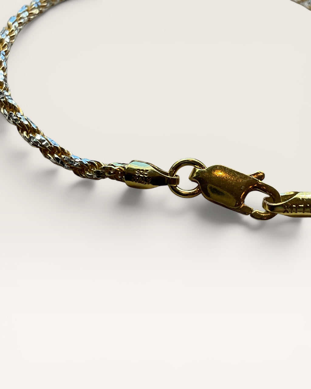 2.2mm 7” Diamond Cut Rope Gold over Sterling Silver Bracelet