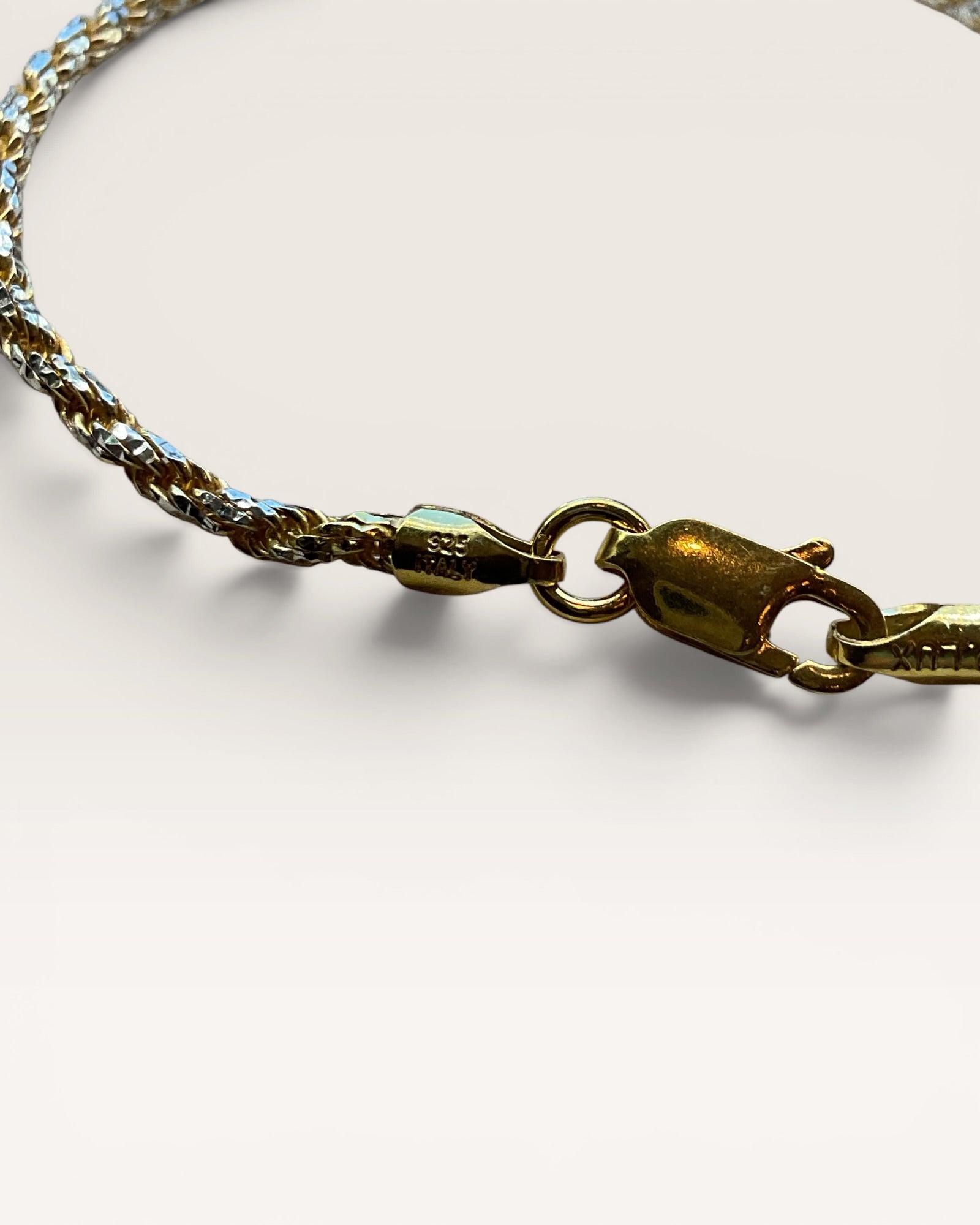 2.2mm 7” Diamond Cut Rope Gold over Sterling Silver Bracelet