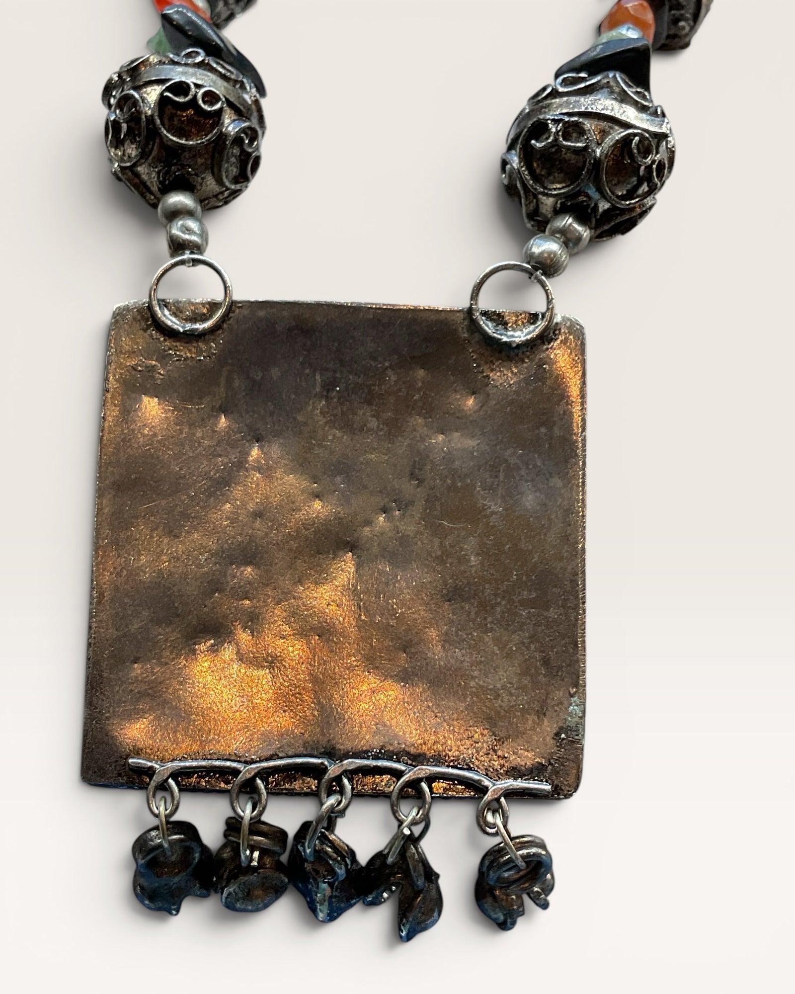 Old export Silver Tone with Semi Precious Gemstones Necklace - Estate Sale (Great Condition)