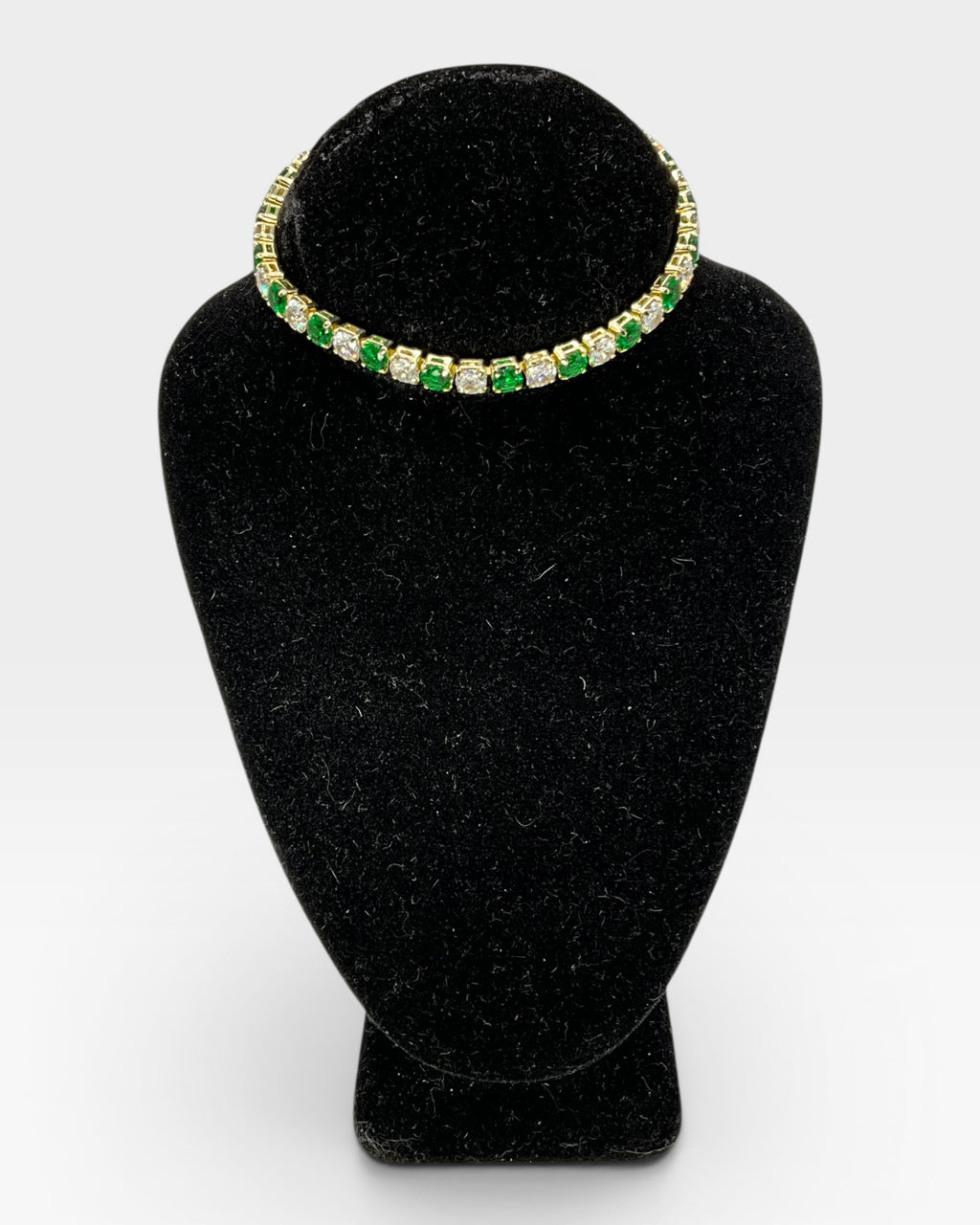 Bling Collection - White Topaz and Lab Emerald Tennis Bracelet