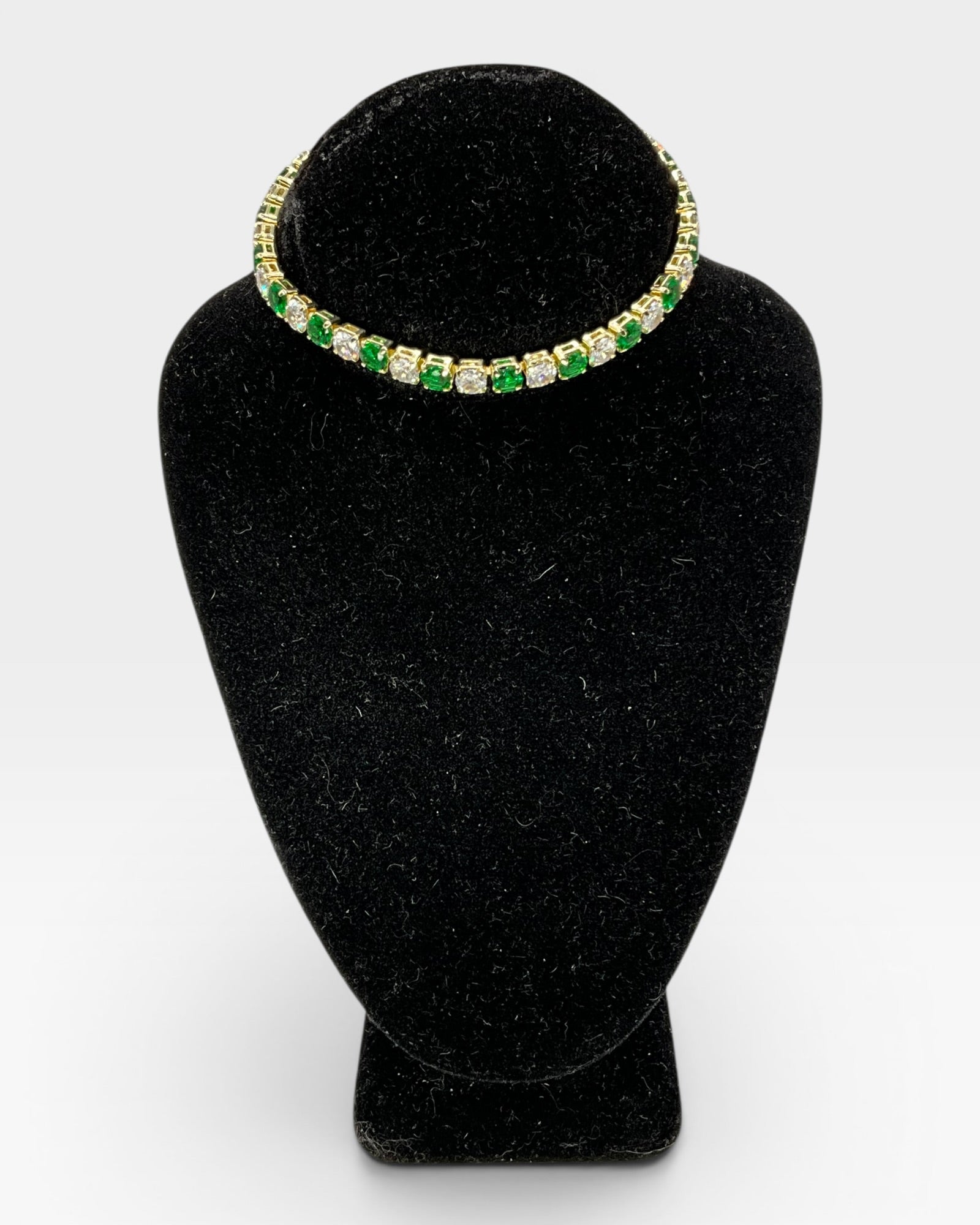 Bling Collection - White Topaz and Lab Emerald Tennis Bracelet