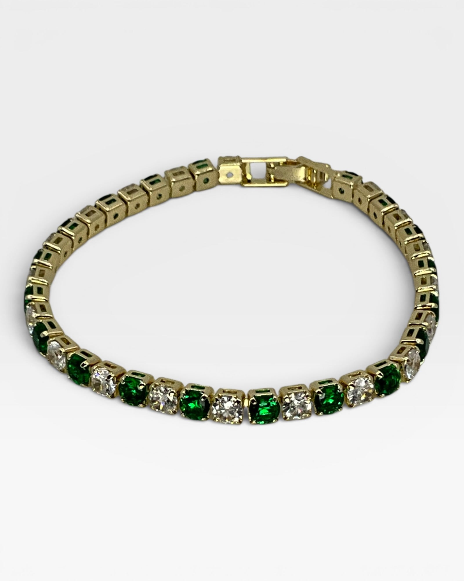 Bling Collection - White Topaz and Lab Emerald Tennis Bracelet