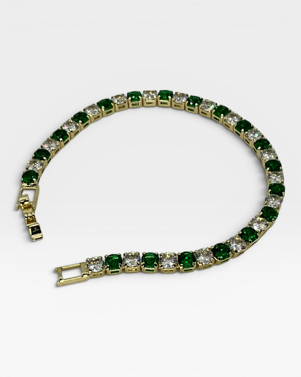 Bling Collection - White Topaz and Lab Emerald Tennis Bracelet