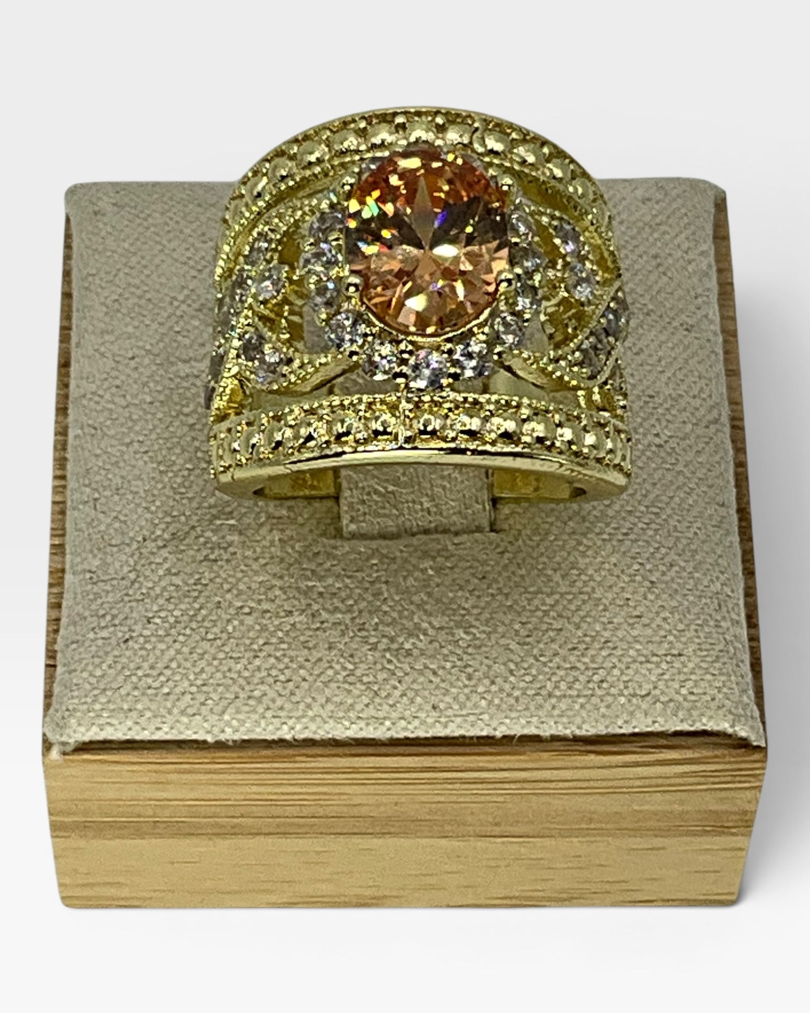 Bling Collection - Swarovski & Citrine Gemstone Ring (Sterling)