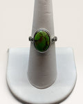 Green Copper Mohave Turquoise Ring Silver over Copper size 7-1/2