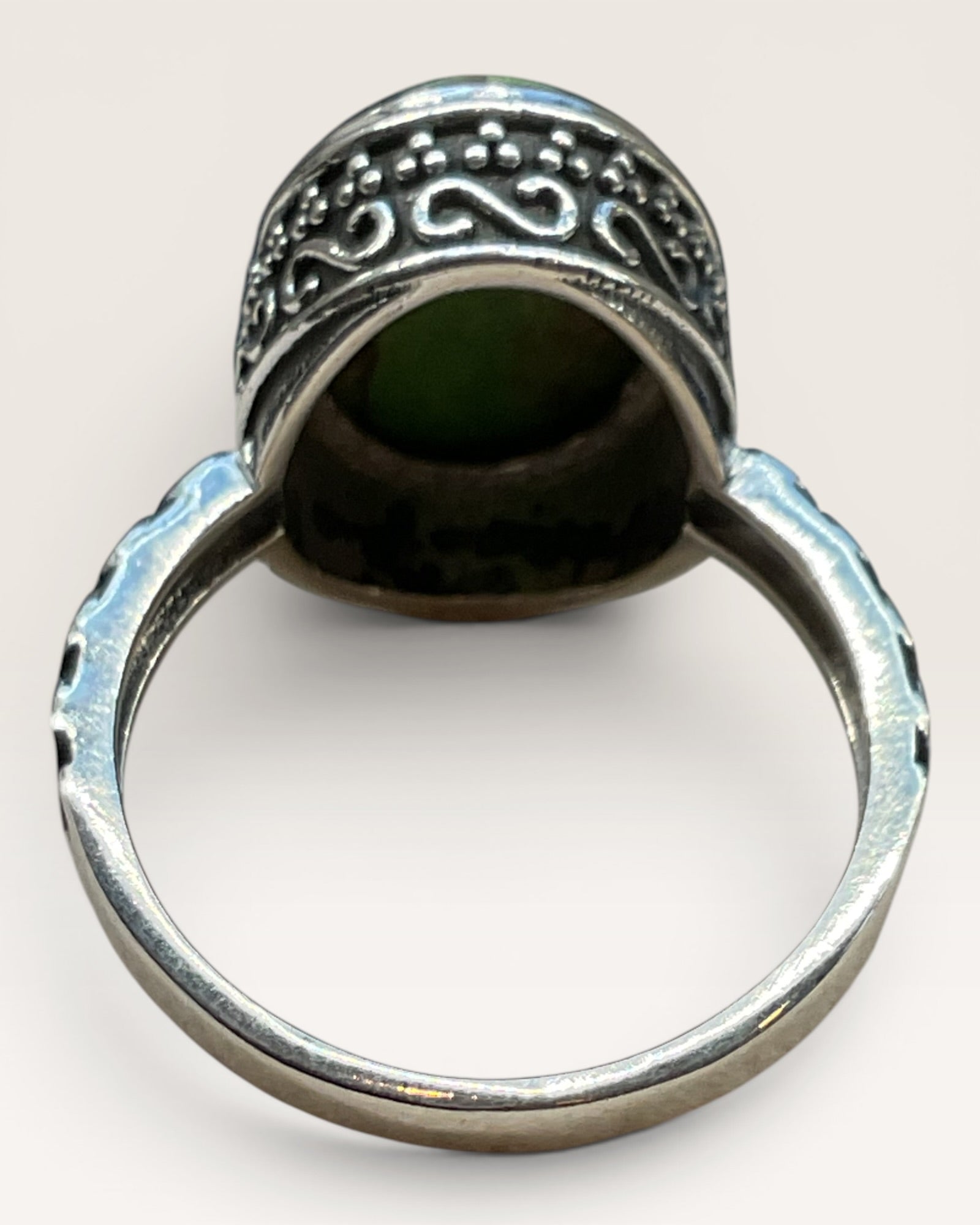 Mohave Turquoise Ring Silver over Copper size 10-1/4