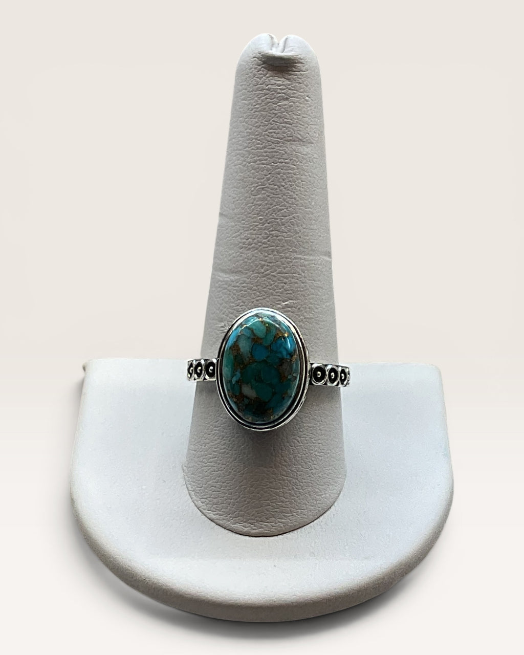 Mohave Turquoise Ring Silver over Copper size 10-1/4
