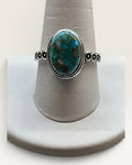 Mohave Turquoise Ring Silver over Copper size 10-1/4