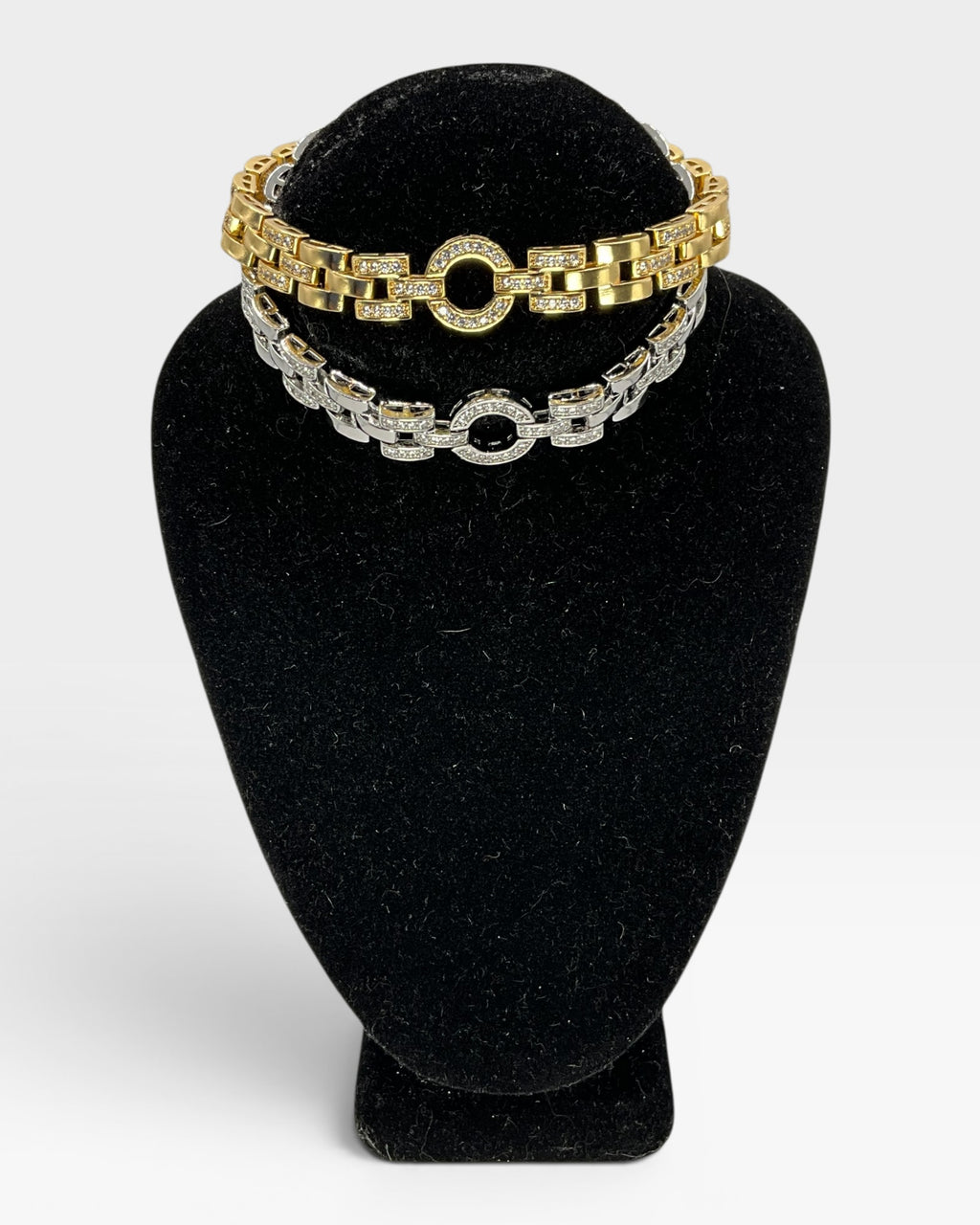 Bling Collection - Moissanite White and Yellow Gold Filled Designer Bracelet