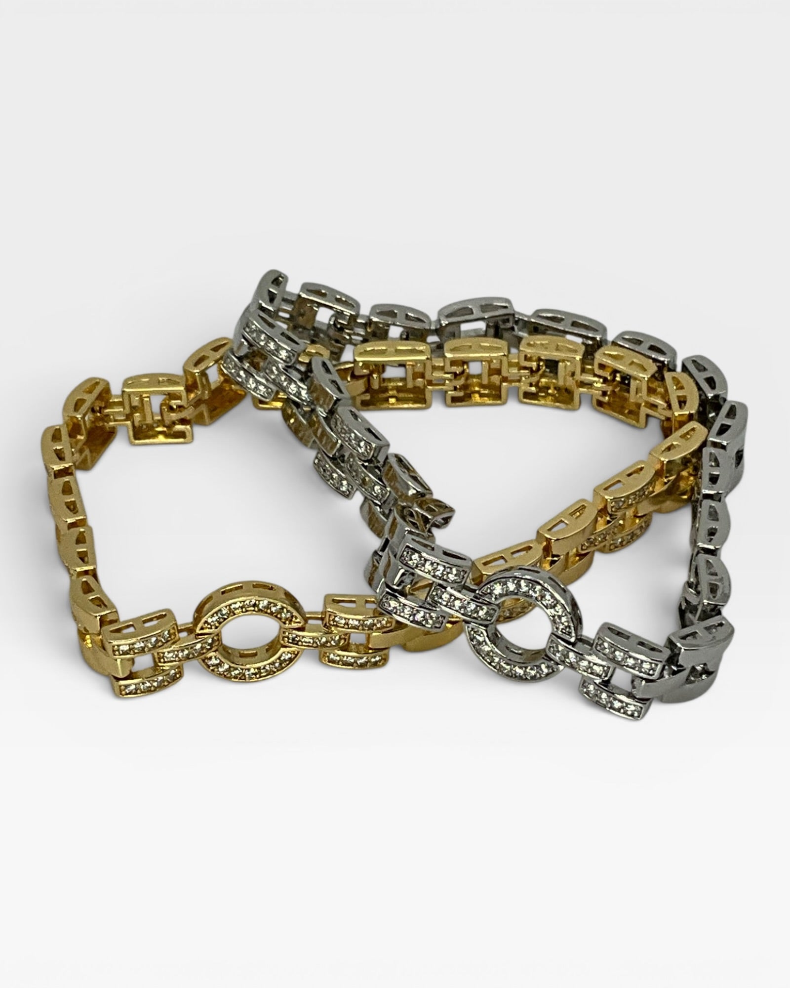 Bling Collection - Moissanite White and Yellow Gold Filled Designer Bracelet