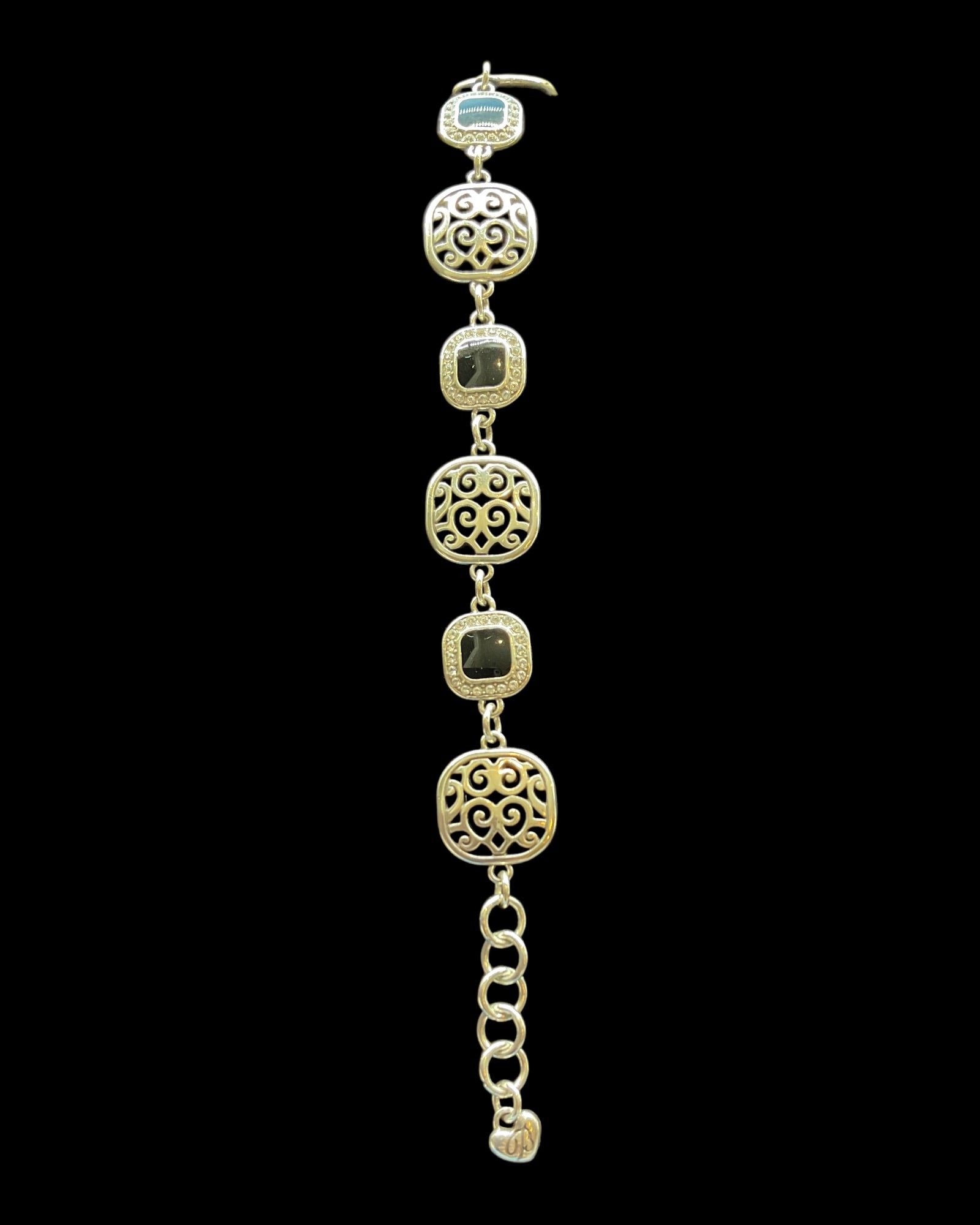 Brighton Black Enamel Silver Tone Bracelet - Estate Sale (Great Condition)
