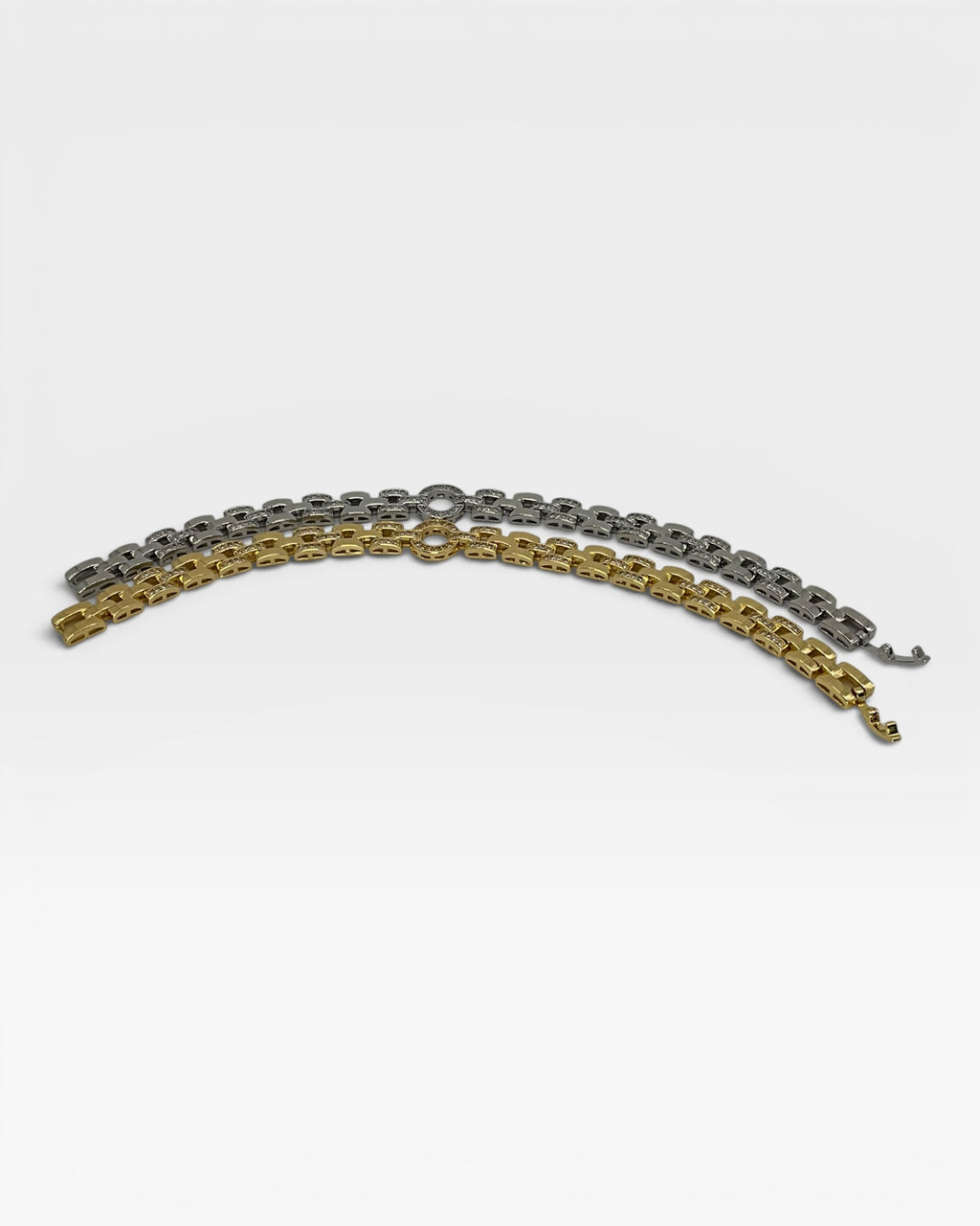 Bling Collection - Moissanite White and Yellow Gold Filled Designer Bracelet