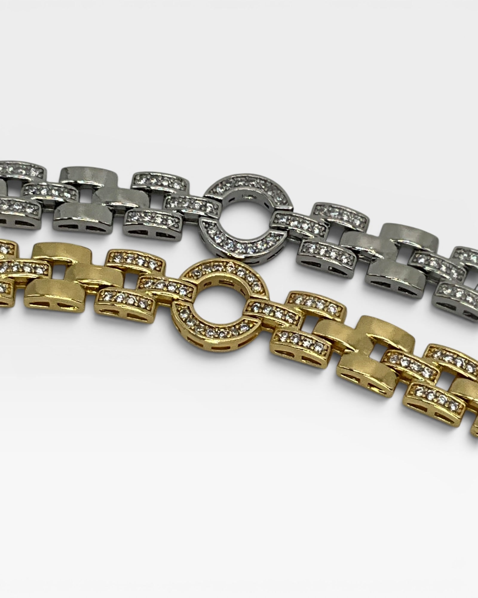 Bling Collection - Moissanite White and Yellow Gold Filled Designer Bracelet