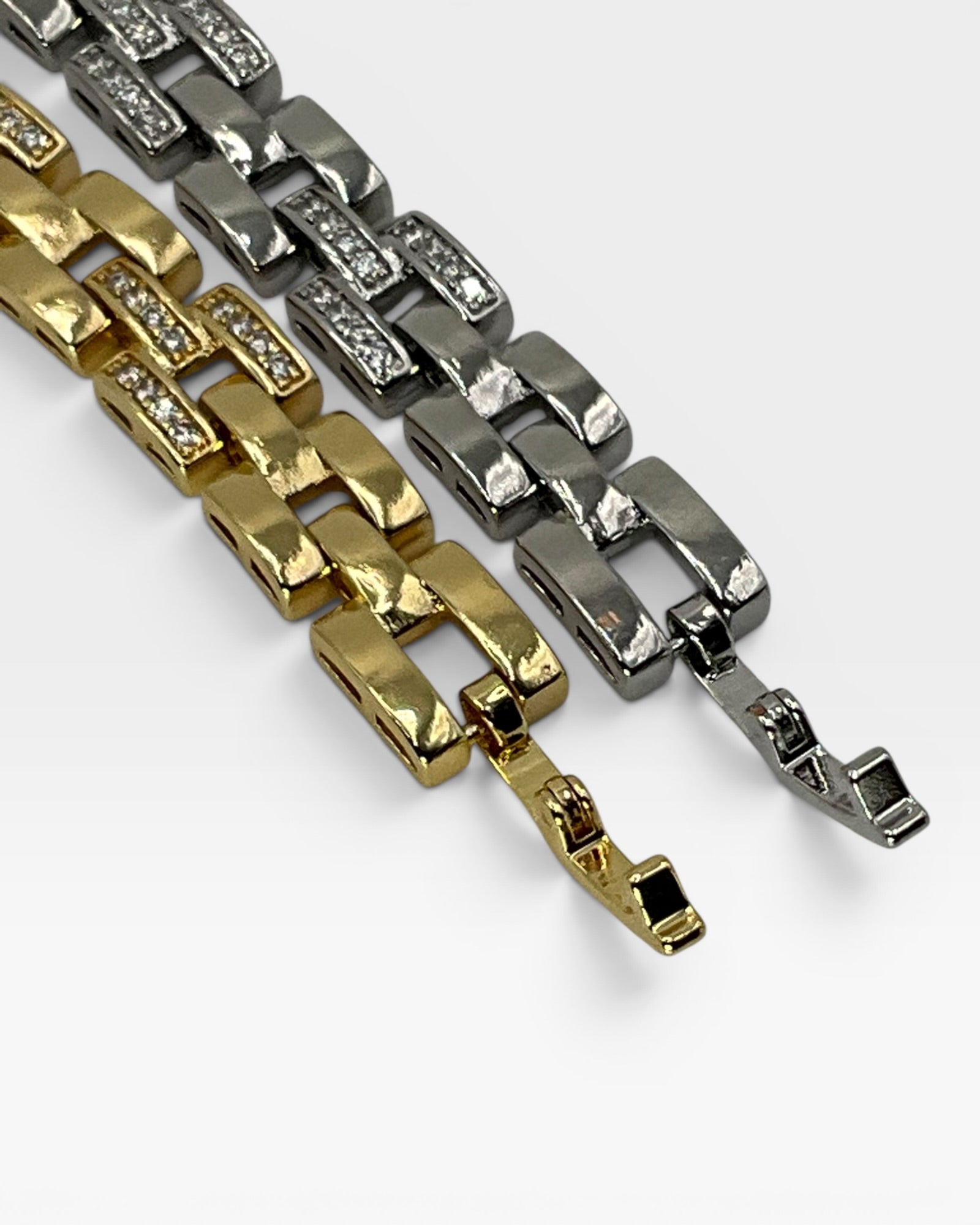 Bling Collection - Moissanite White and Yellow Gold Filled Designer Bracelet
