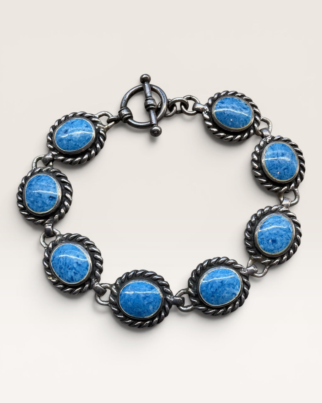 Sterling Silver 6-3/4 Turquoise Bracelet - Estate Sale (Great Condition)
