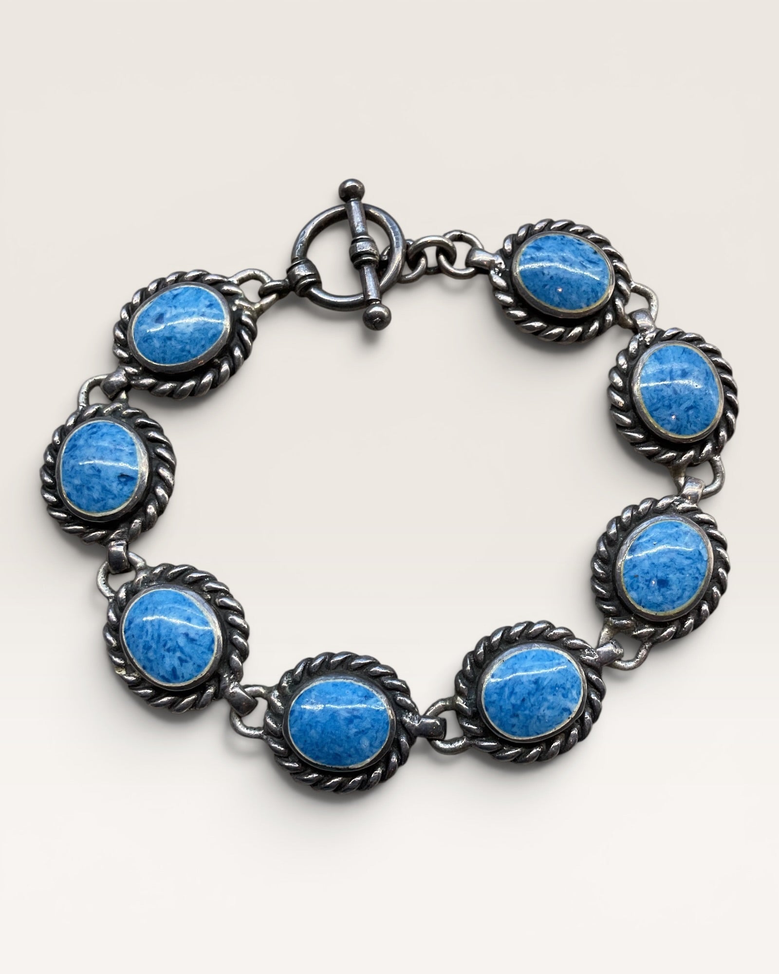 Sterling Silver 6-3/4 Turquoise Bracelet - Estate Sale (Great Condition)